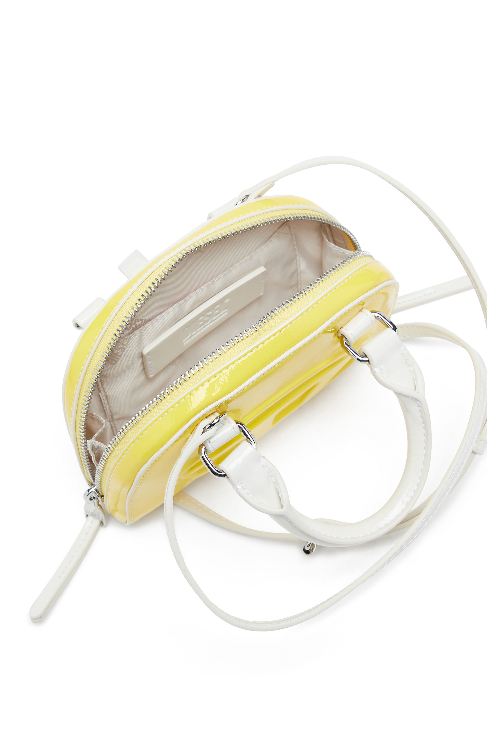 Diesel - 1DR DOME CROSSBODY XS, 1DR Dome-Borsa bowling slim effetto naplak Donna in Giallo - 4