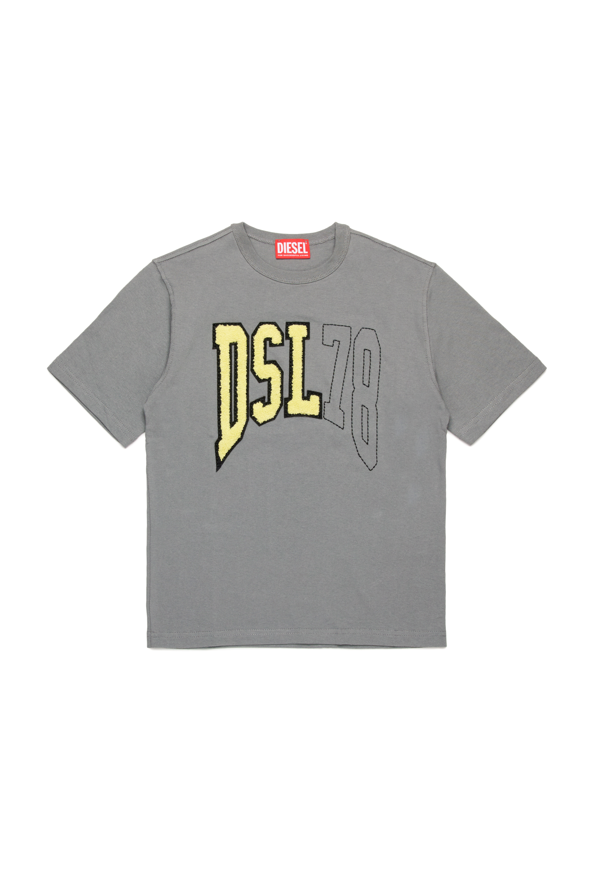 Diesel - TWASHN OVER, T-shirt con logo DSL78 in stile college Uomo in Grigio - 1