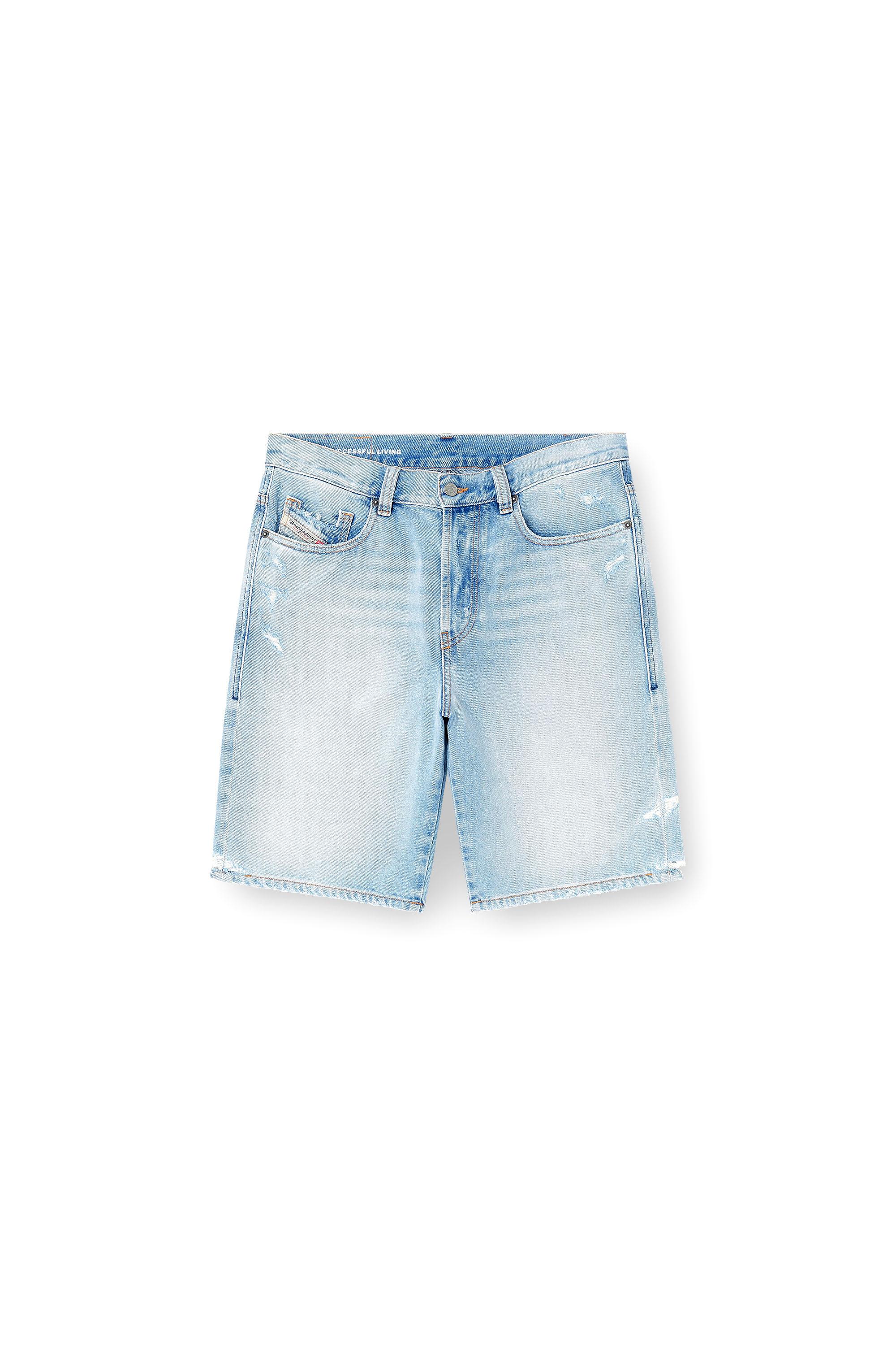 Diesel - REGULAR-SHORT, Shorts in denim destroyed Uomo in Blu - 4