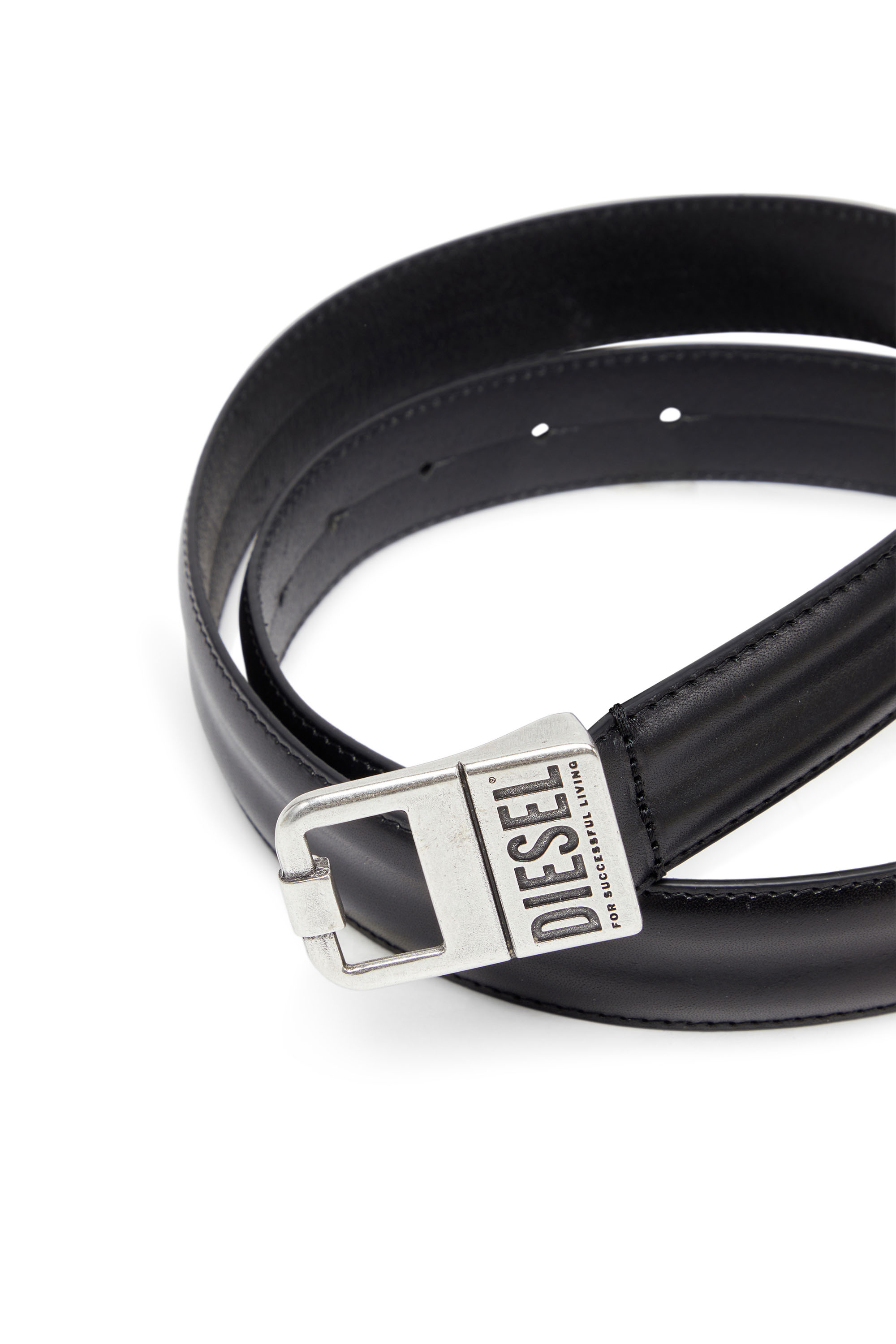 Diesel - B-SQUARE, Man Leather belt in Black - Image 3