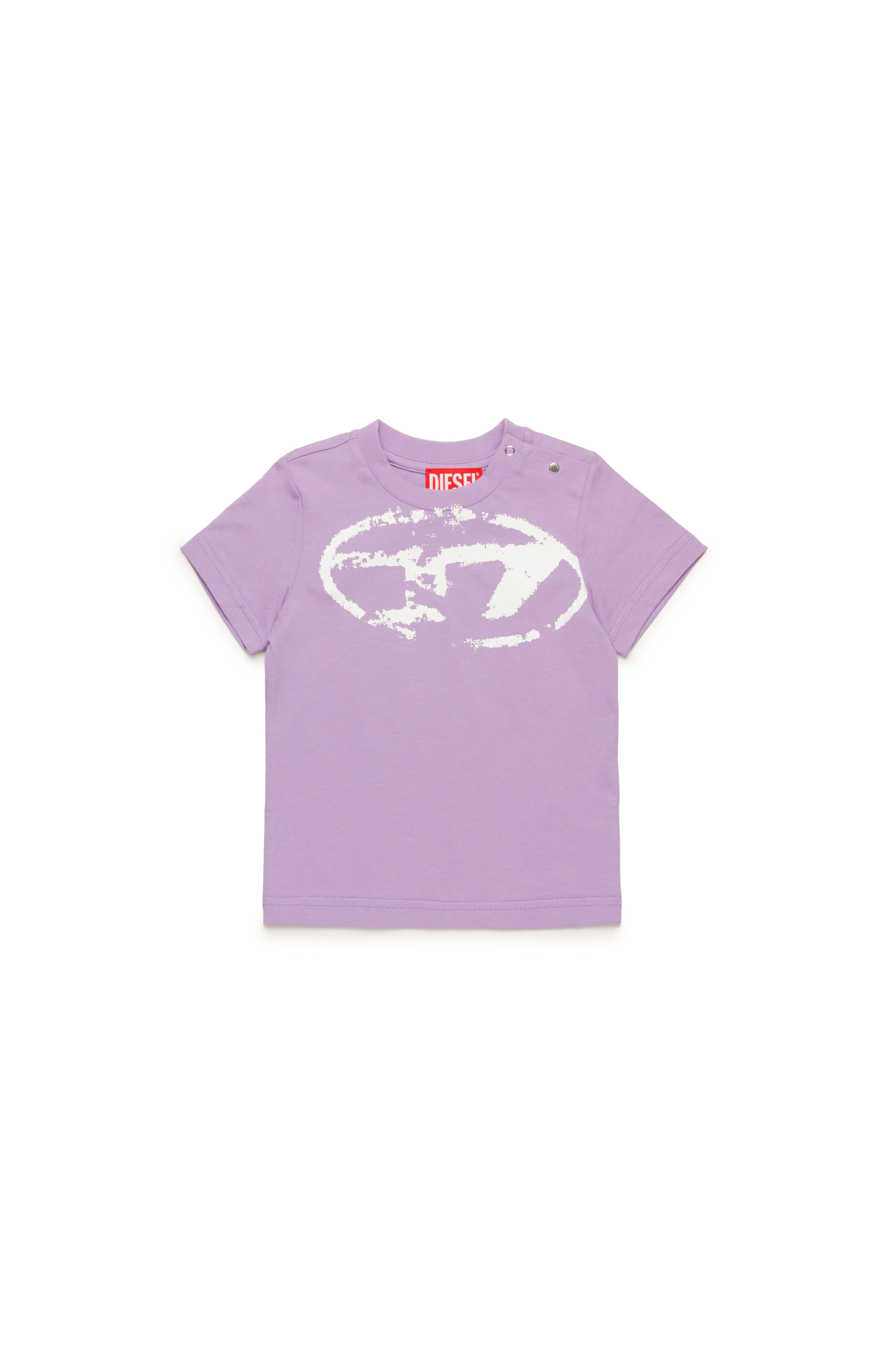 Diesel - TBOXTN14B, T-shirt con logo Oval D distressed Unisex in Viola - 1