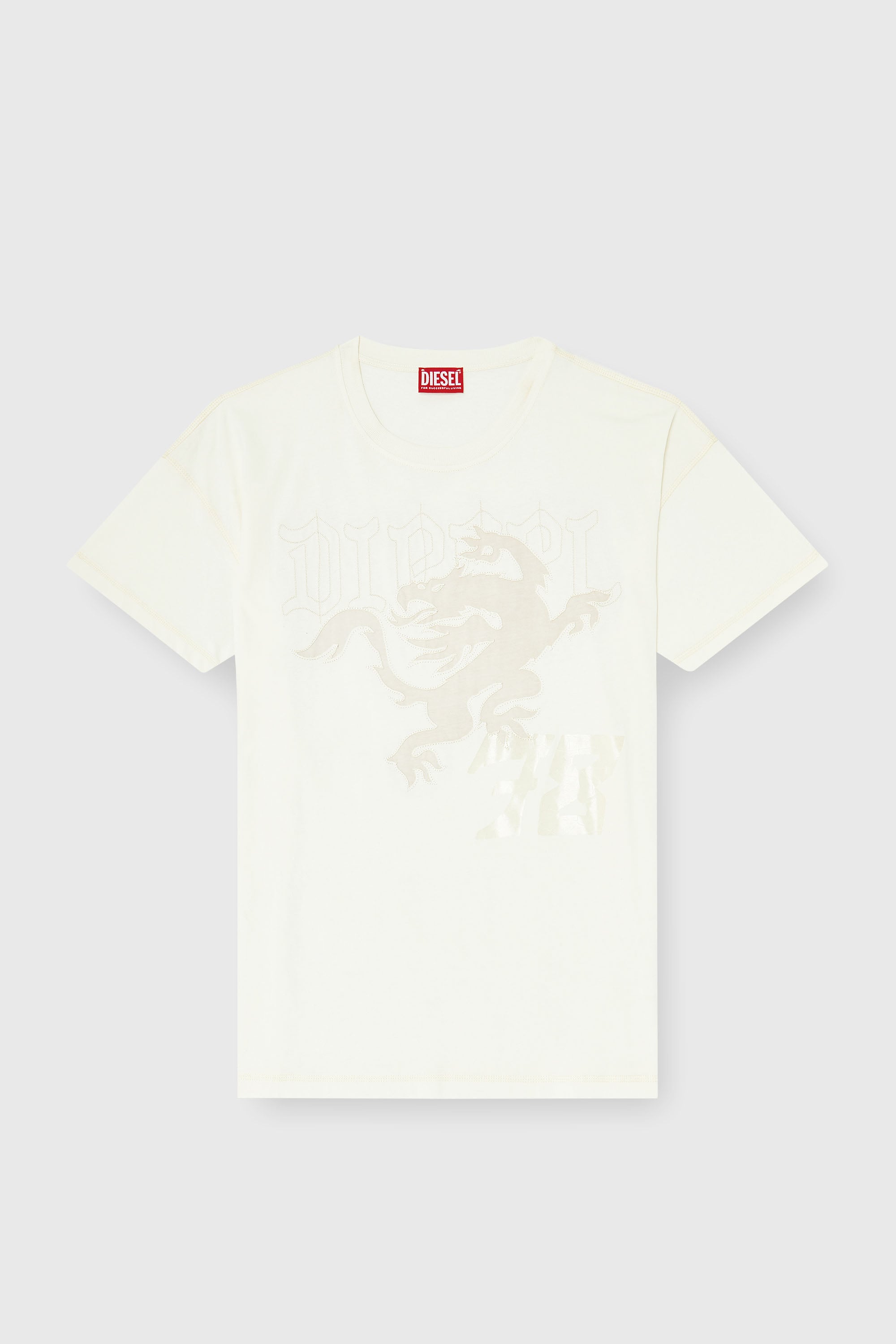 Diesel - T-BOXT-NOTCH, T-shirt relaxed con stampe e ricami Uomo in Bianco - 2