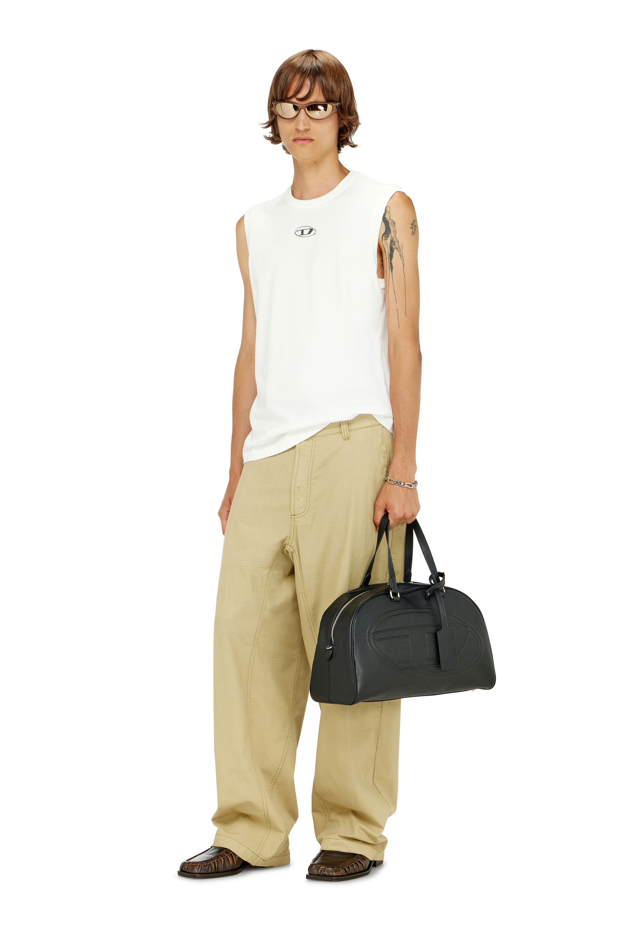 Diesel - T-BISCO-IOD, Canotta in cotone con Oval D metallizzata Uomo in Bianco - 2