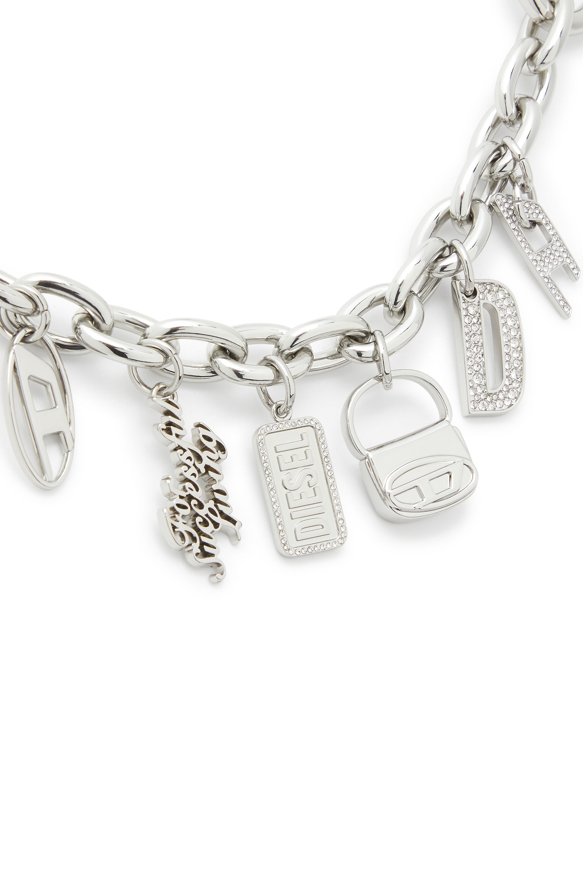 Diesel - CHAIN-D S, Charm con catena staccabile Donna in Argento - 3