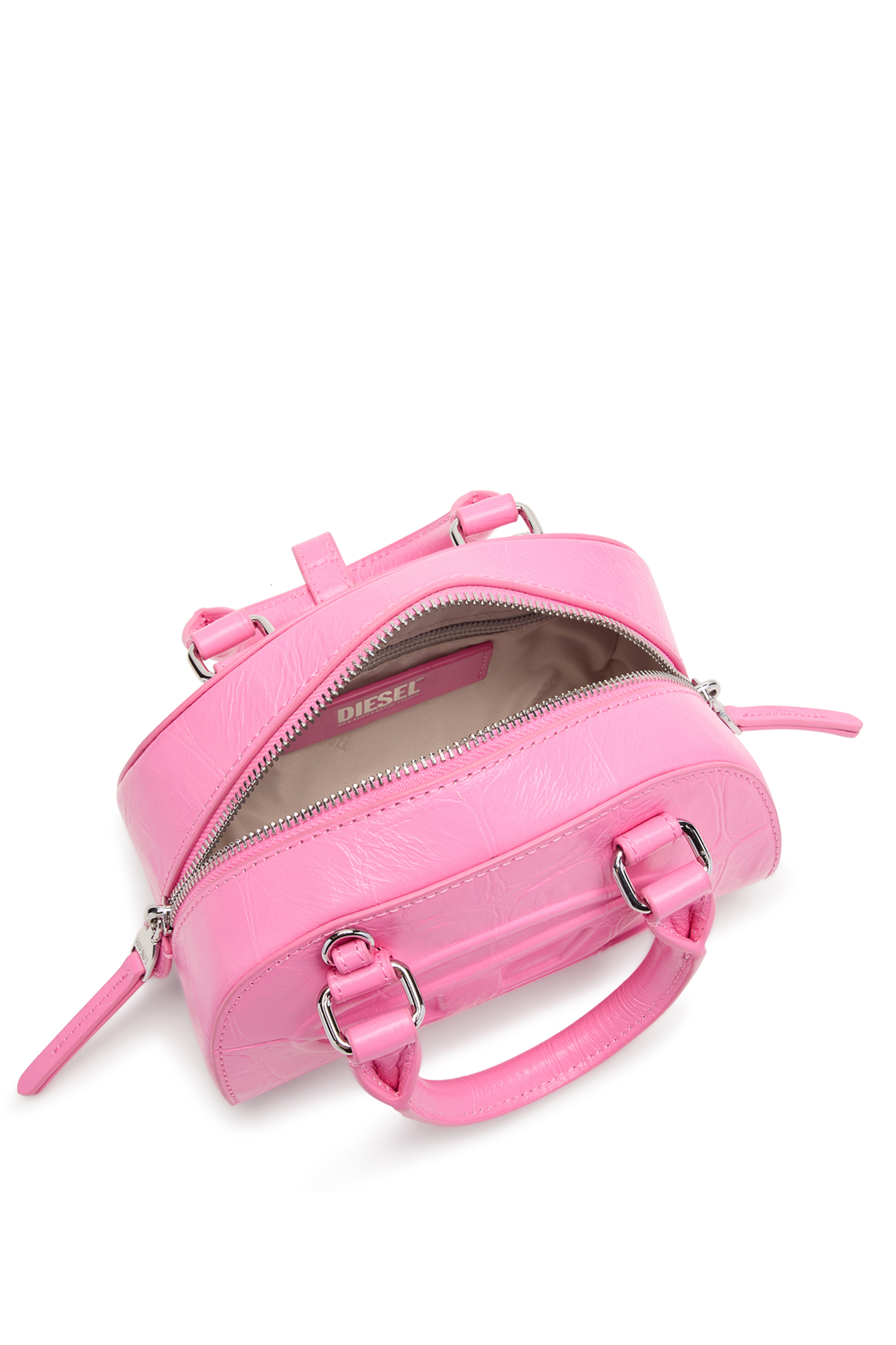 Diesel - 1DR DOME CROSSBODY, 1DR Dome-Borsa bowling mini in pelle effetto coccodrillo Donna in Rosa - 5