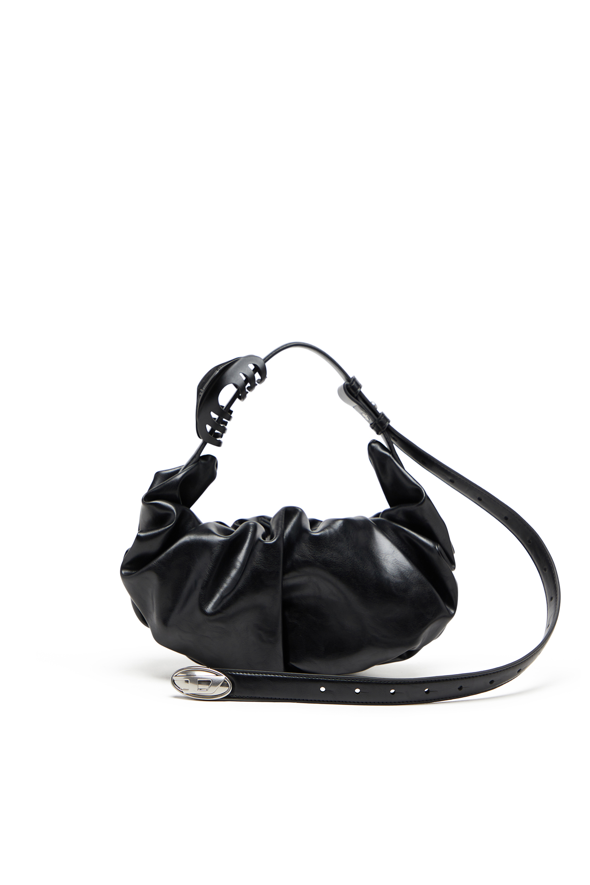 Diesel - GRAB-D HOBO S, Grab-D S-Borsa hobo piccola in PU lucido scrunched Donna in Nero - 1
