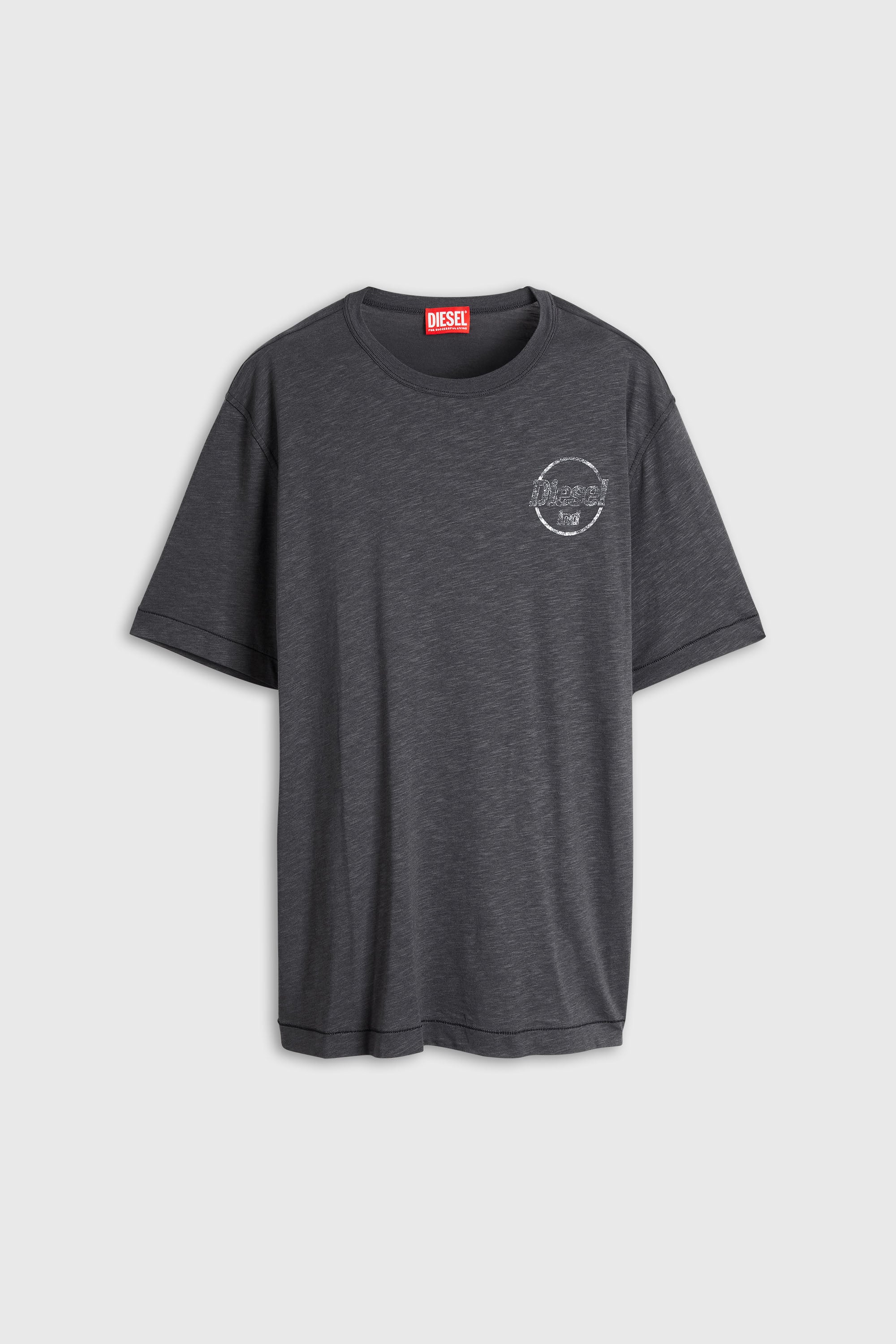 Diesel - T-ADJUST-B11, T-shirt in jersey fiammata con stampa craquel&eacute; Uomo in Grigio - 2