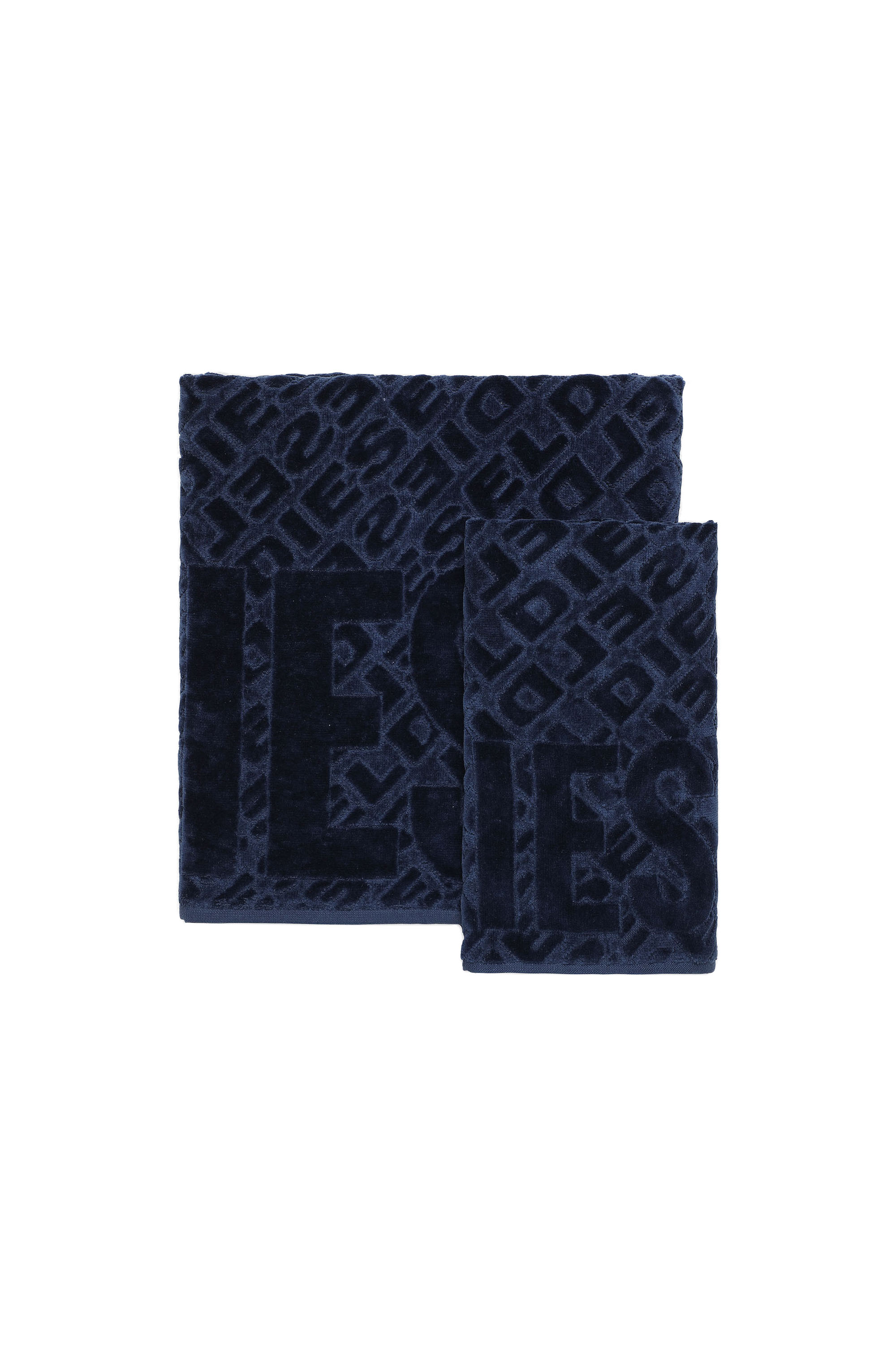 Diesel - COPP 3DLOGO         1+1, Coppia di asciugamani  in spugna 3D LOGO Unisex in Blu - 1