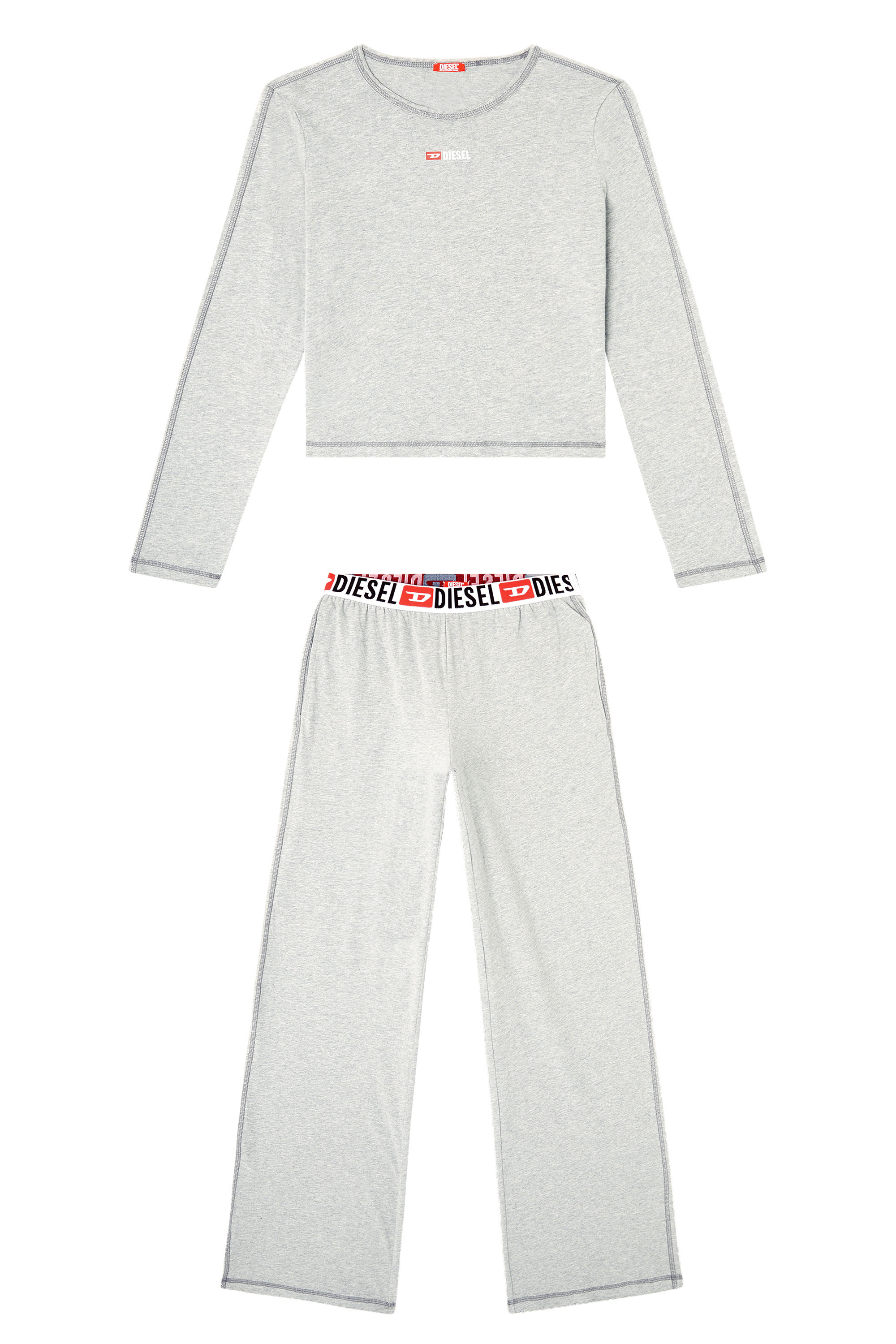 Diesel - SET-GILDA-D-CORE, Pigiama in cotone stretch Donna in Grigio - 2