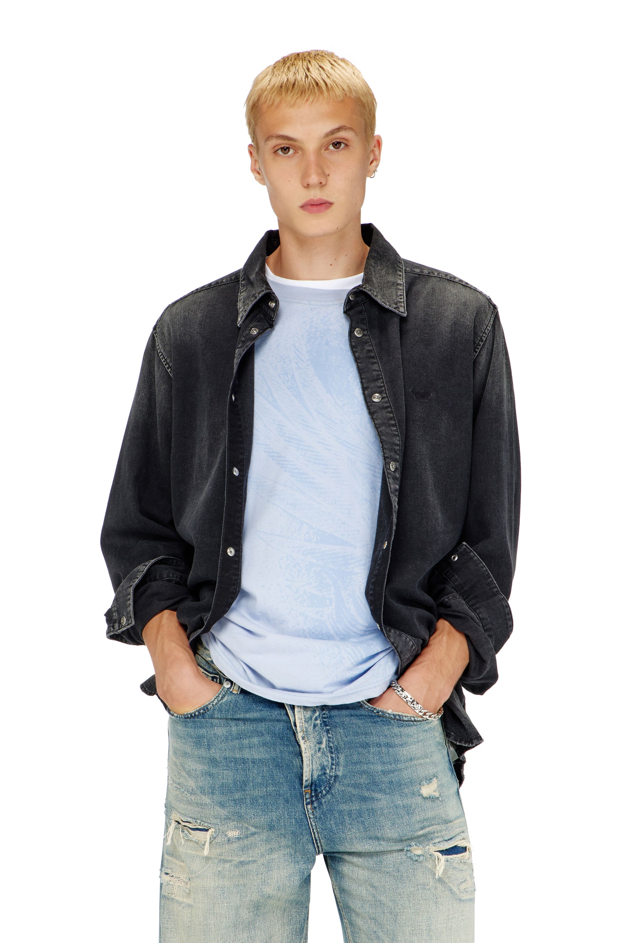 Diesel - D-SIMPLY, Camicia in denim a maniche lunghe Uomo in Nero - 3