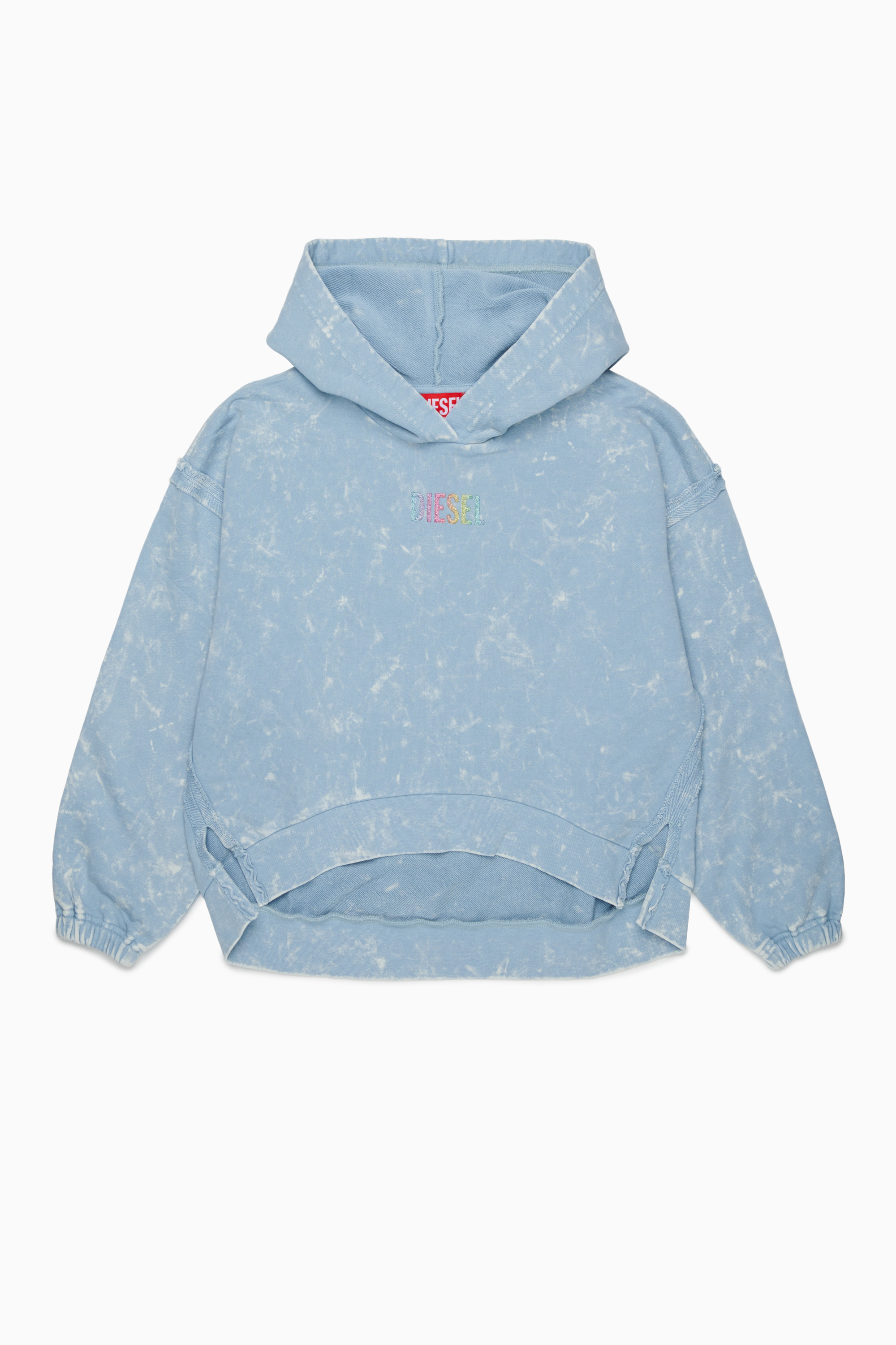Diesel - SLOXY, Felpa con cappuccio effetto tie-dye con logo arcobaleno Donna in Blu - 1