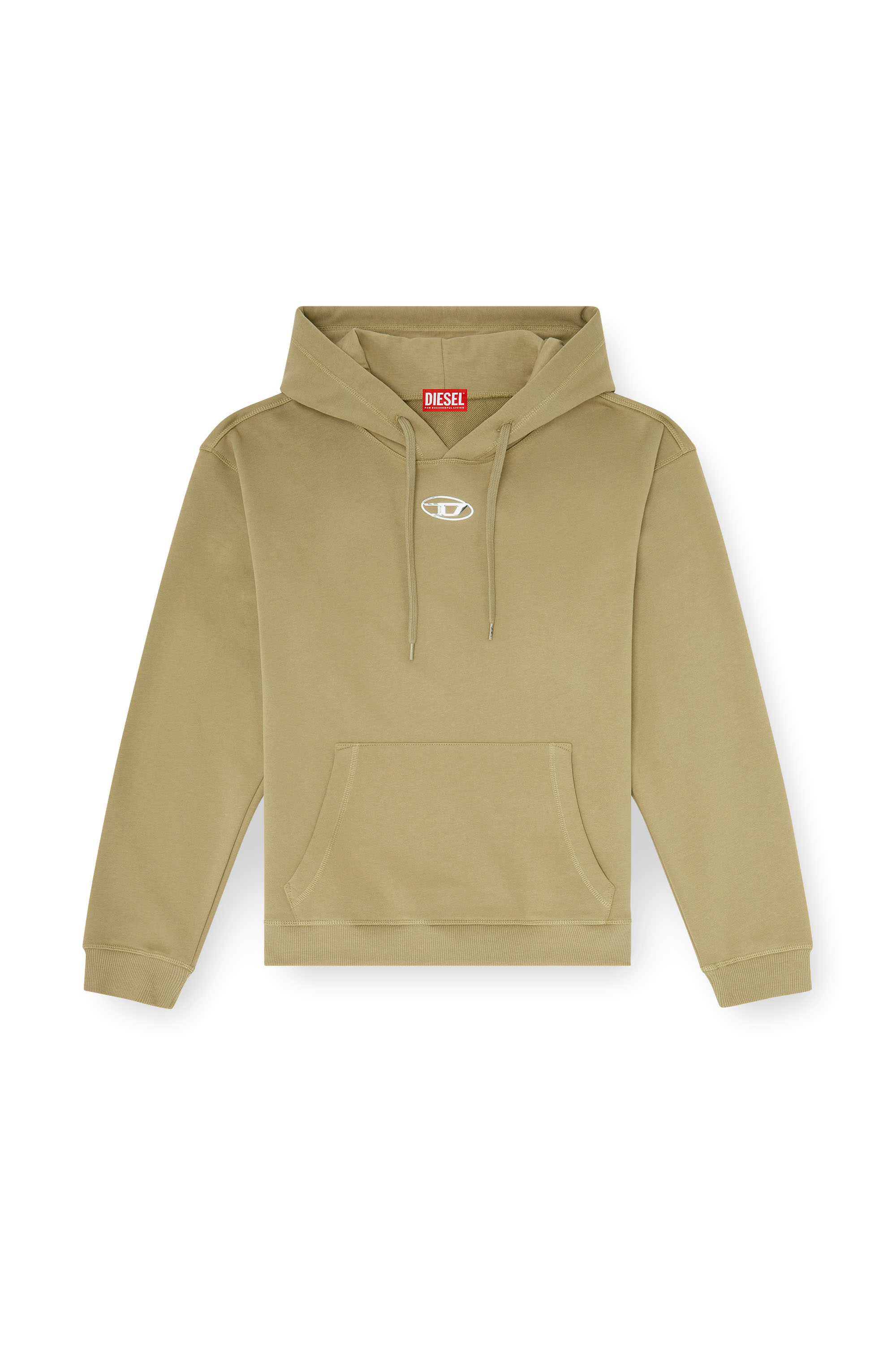 Diesel - S-NORM-HOOD-IOD, Felpa di cotone con Oval D metallico Uomo in Verde - 3