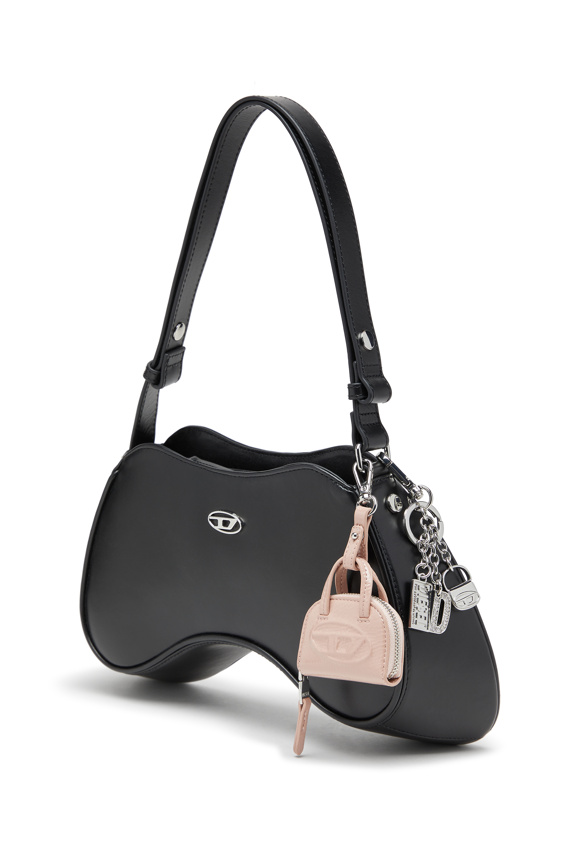 Diesel - PLAY SHOULDER, Play-Borsa a spalla in pelle semilucida Donna in Nero - 6