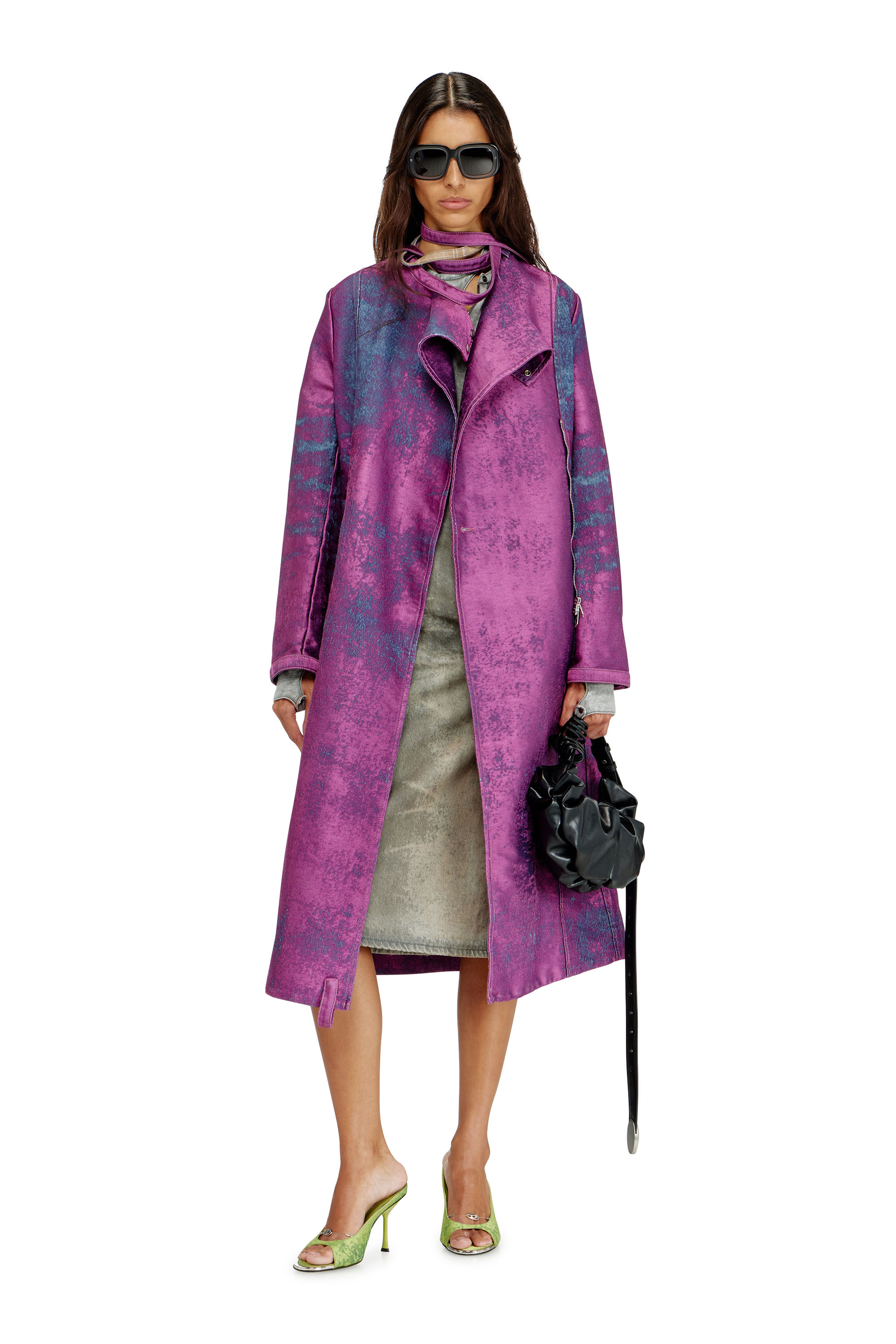 Diesel - DE-DELGAR-FSI, Cappotto in satin denim colorato Donna in Viola - 1