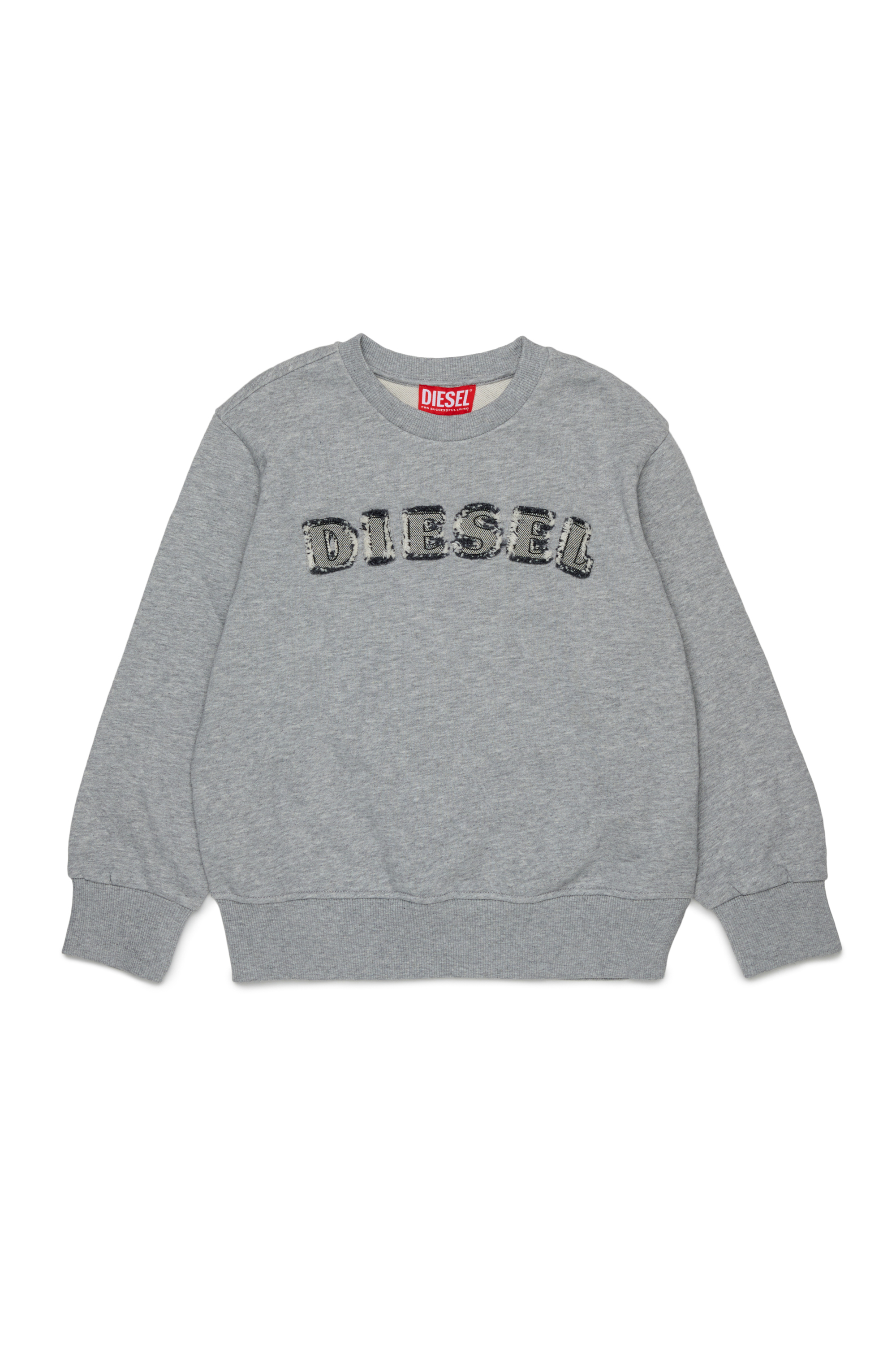 Diesel - SJEANS OVER, Felpa con lettere del logo sfrangiate Uomo in Grigio - 1