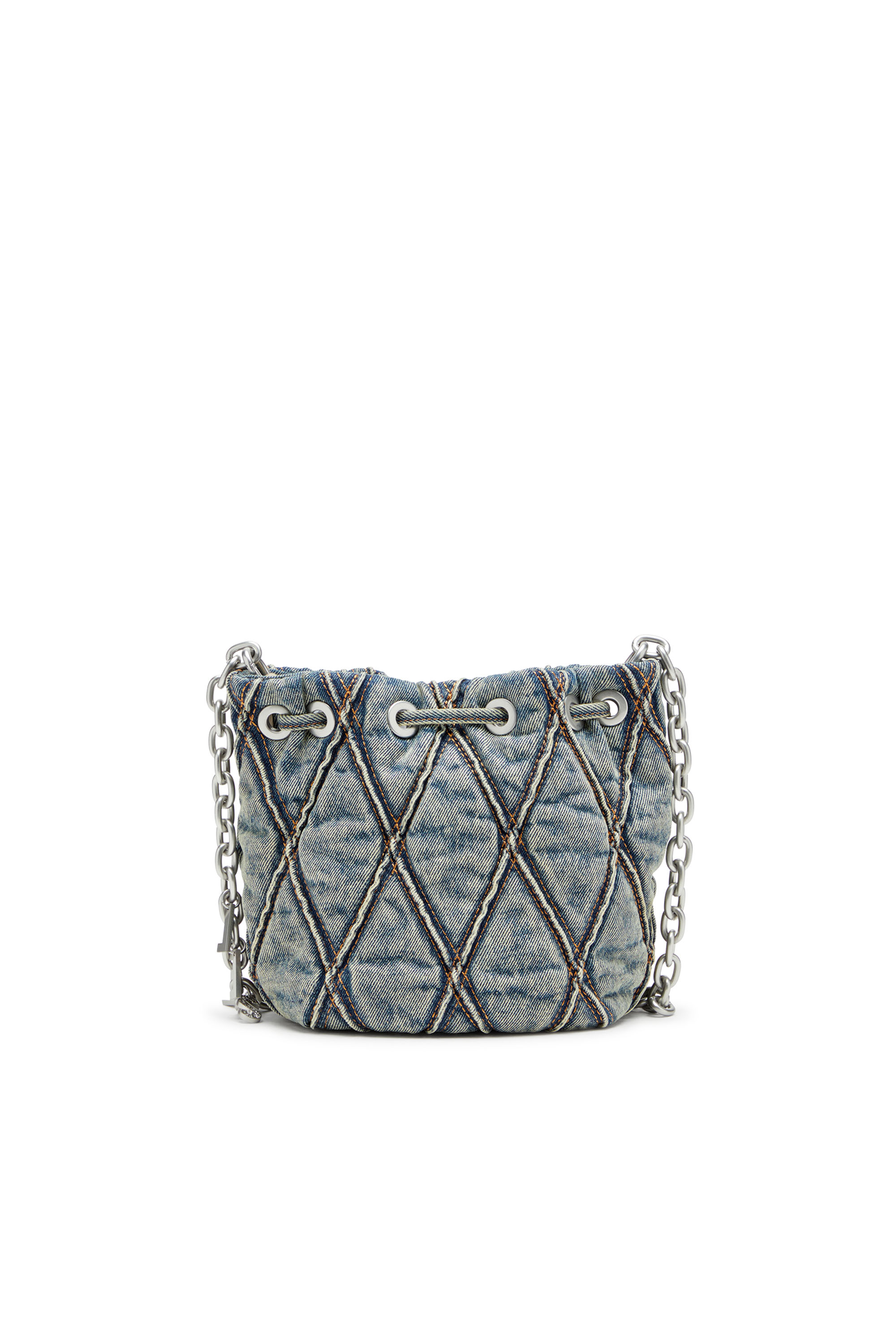 Diesel - CHARM-D BUCKET S, Charm-D S-Borsa bucket in denim trapuntato a rombi Donna in Blu - 3