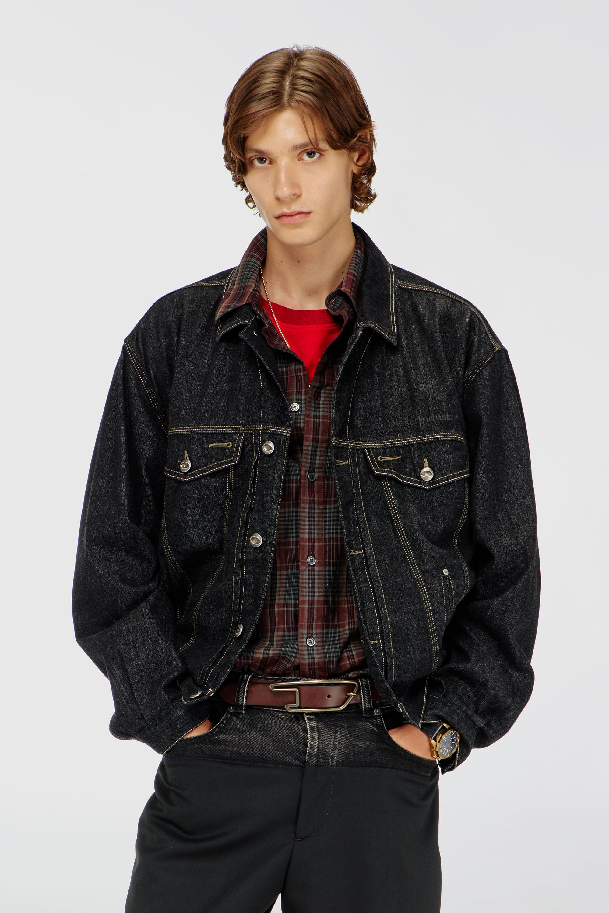 Diesel - D-DENVER, Giacca trucker in denim rinse Unisex in Nero - 1