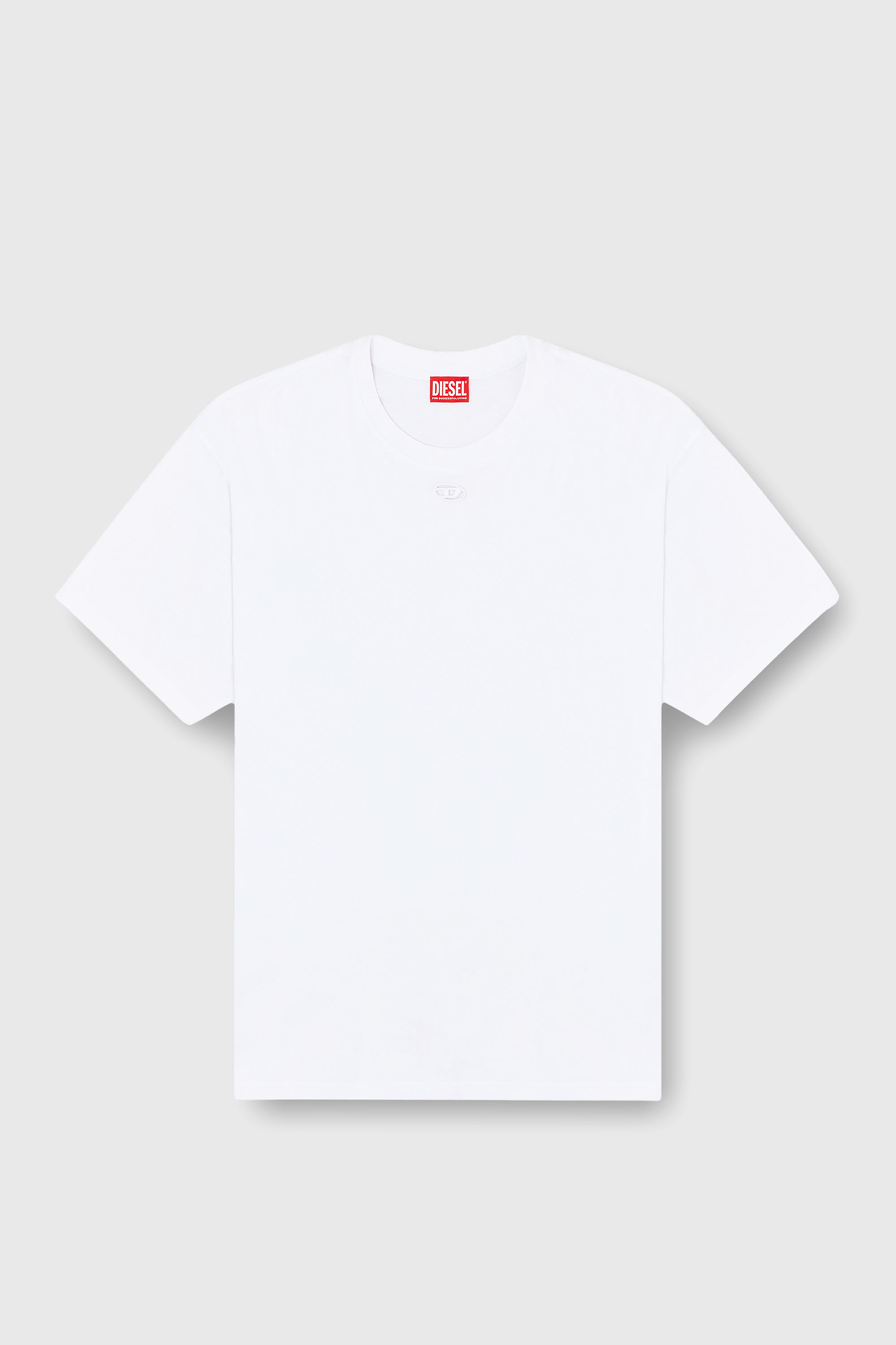 Diesel - T-BOXT-DCO, T-shirt in cotone dalla vestibilit&agrave; rilassata con ricamo Oval D Uomo in Bianco - 2