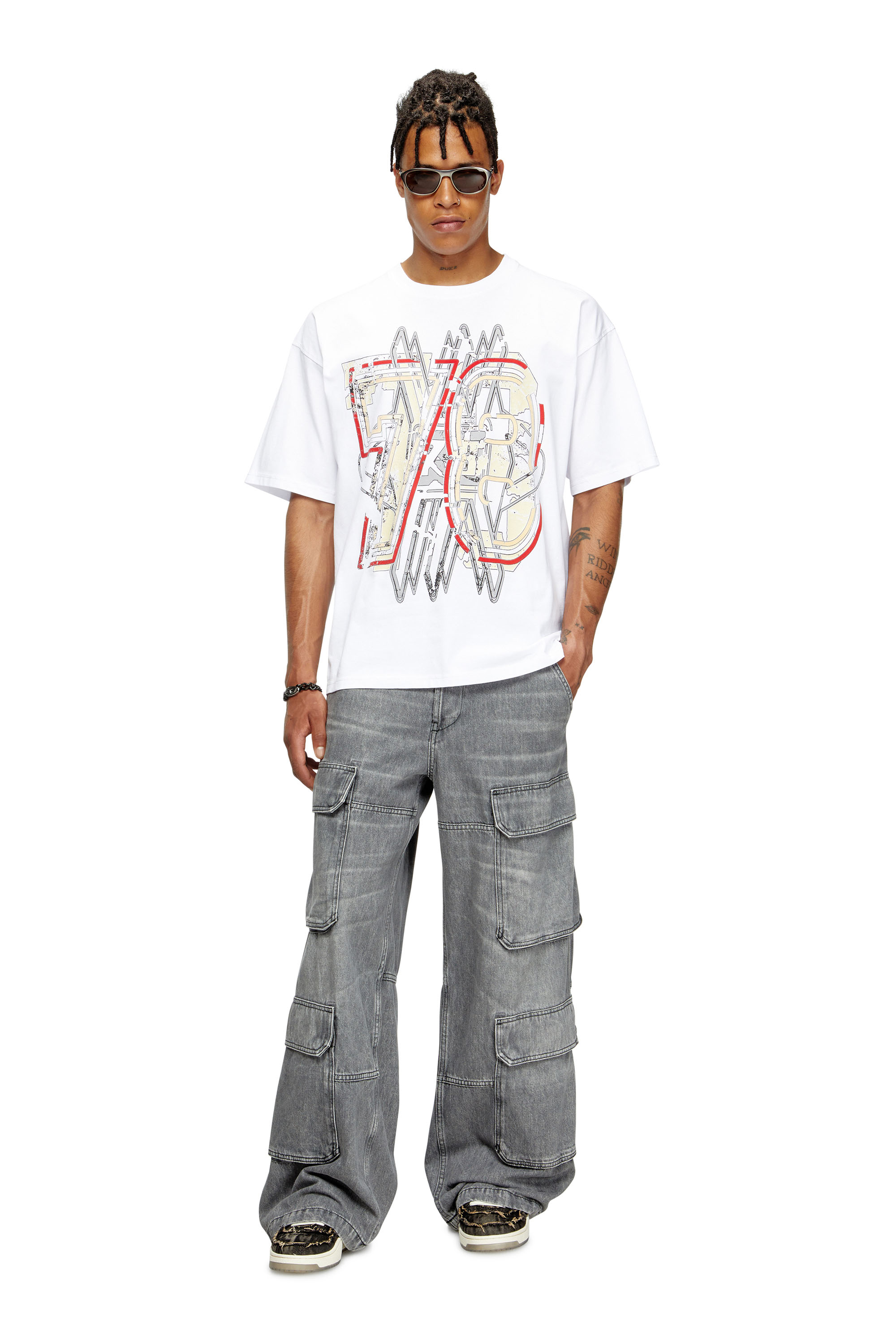 Diesel - T-BOXT-T8, T-shirt con stampa 78 Uomo in Bianco - 2