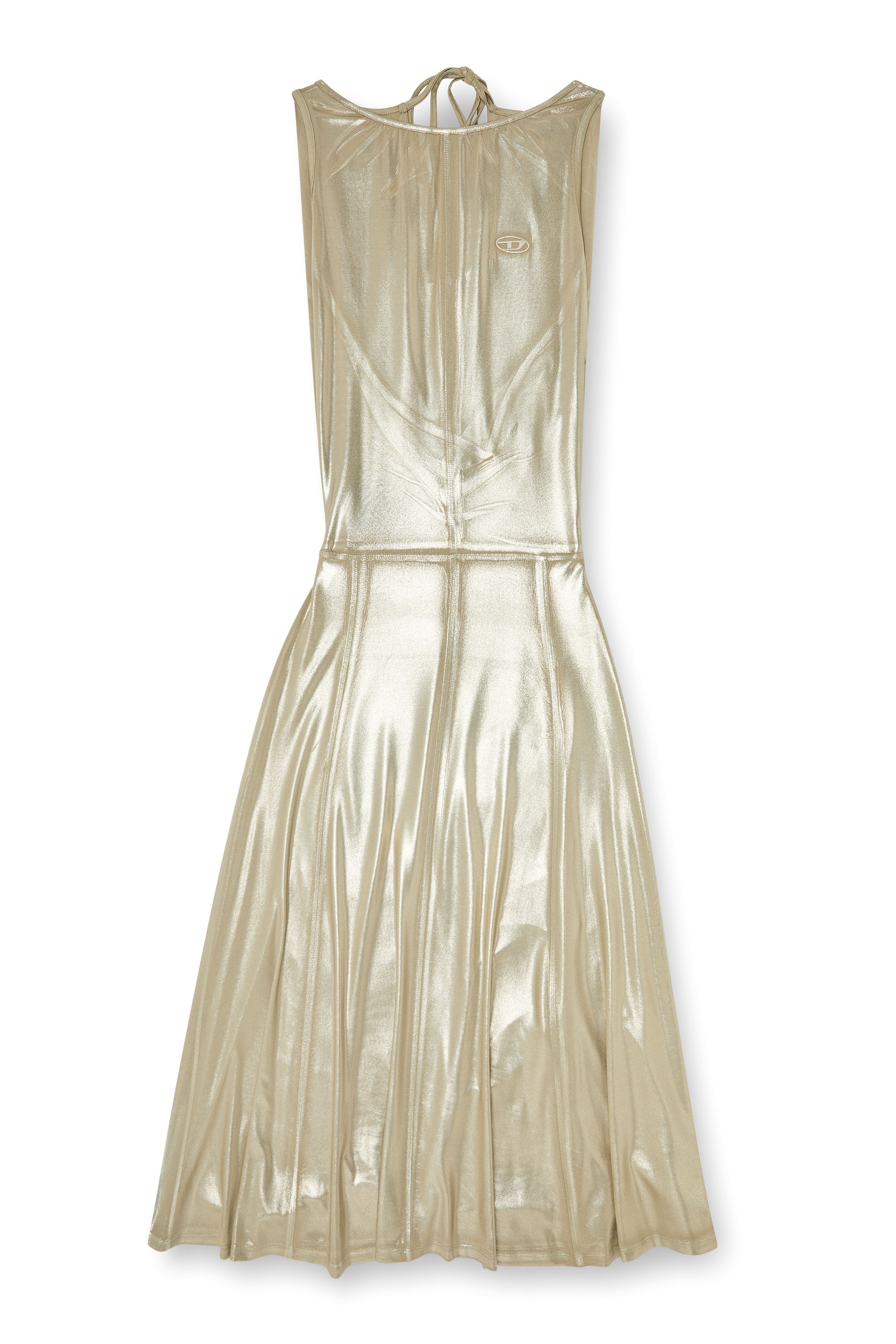 Diesel - D-DYVYNY, Abito midi metallizzato fluido con schiena scoperta Donna in ToBeDefined - 1