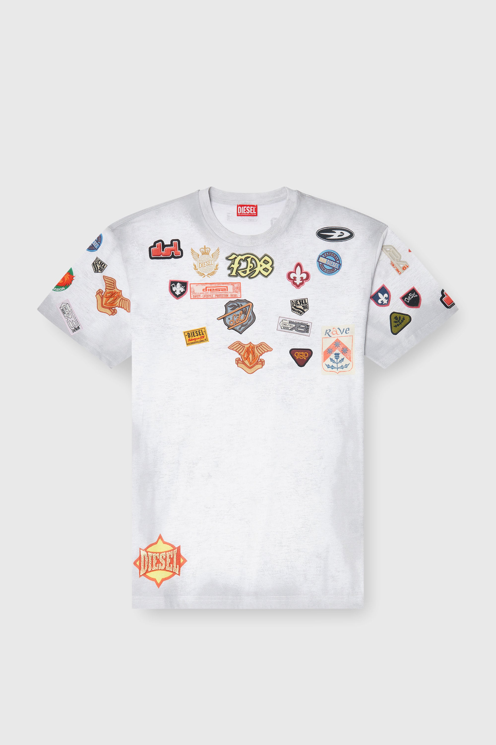 Diesel - T-BOXT-AA6, T-shirt in cotone con stampa patch all-over Uomo in Bianco - 2