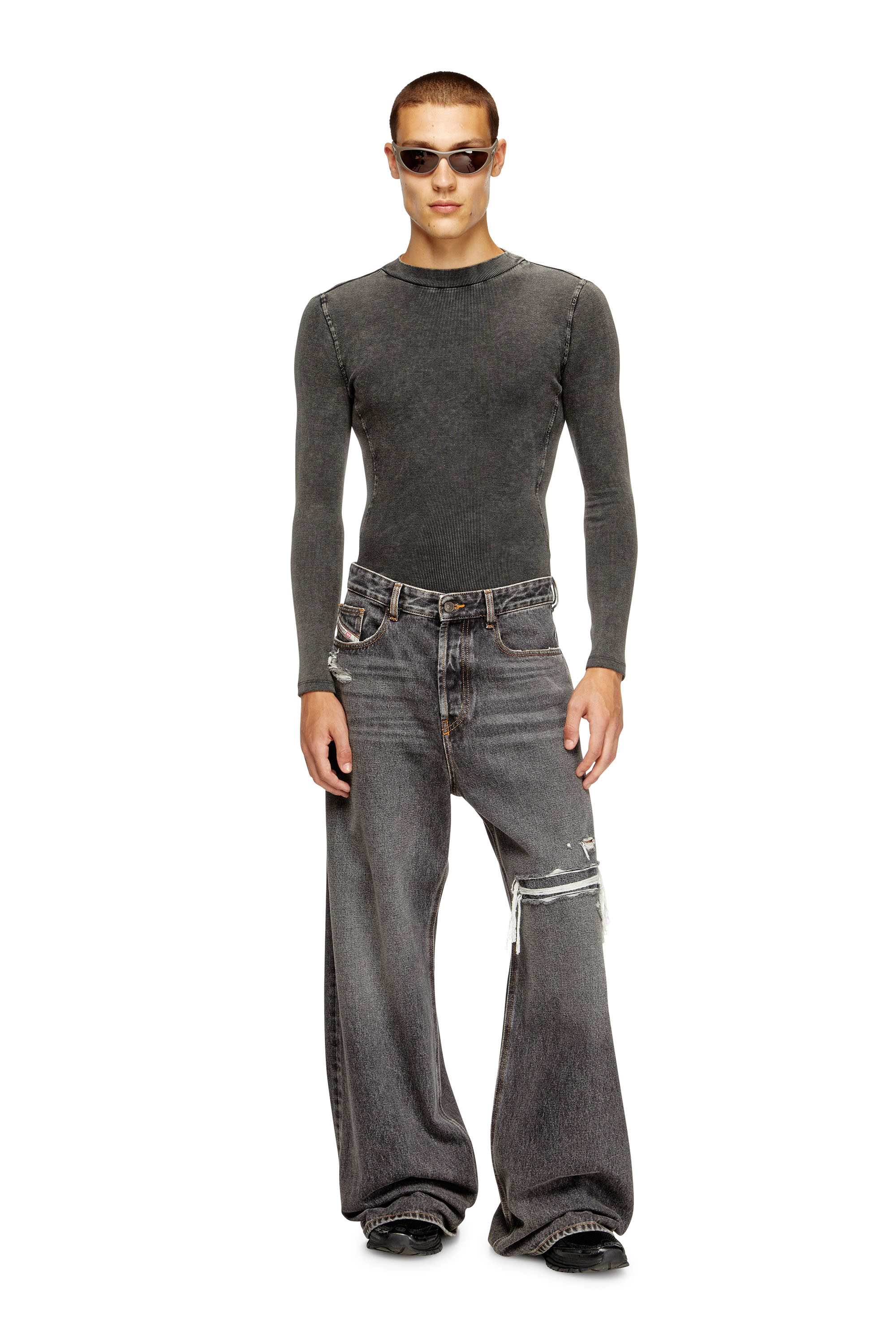 Diesel - Relaxed Jeans D-Rise 007F6 Uomo, Nero/Grigio scuro - Image 2