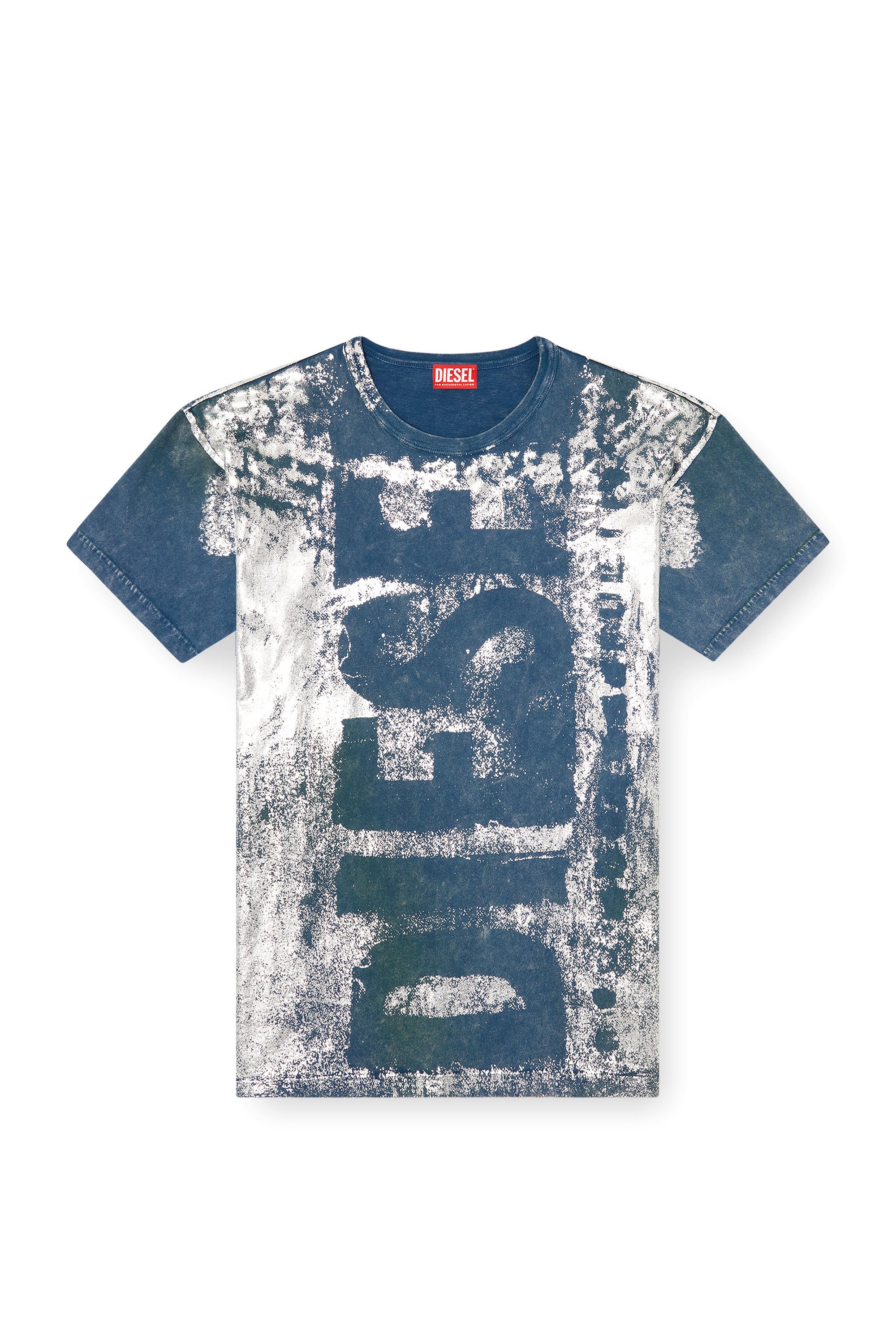 Diesel - T-BOXT-R2, T-shirt con logo ed effetti metallizzati Uomo in Blu - 3