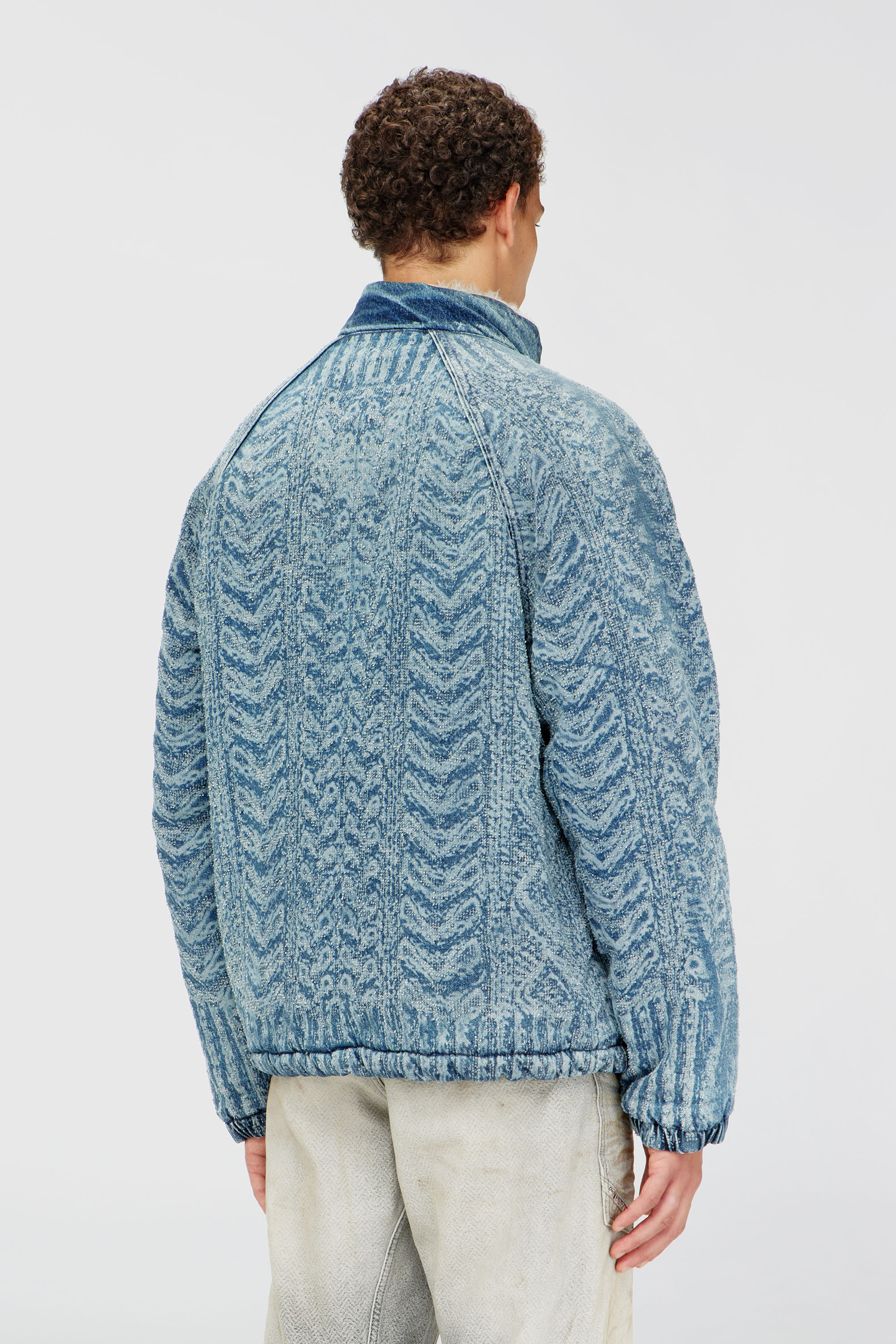Diesel - D-KRAPS-S, Giacca in denim effetto maglia a trecce Uomo in Blu - 4