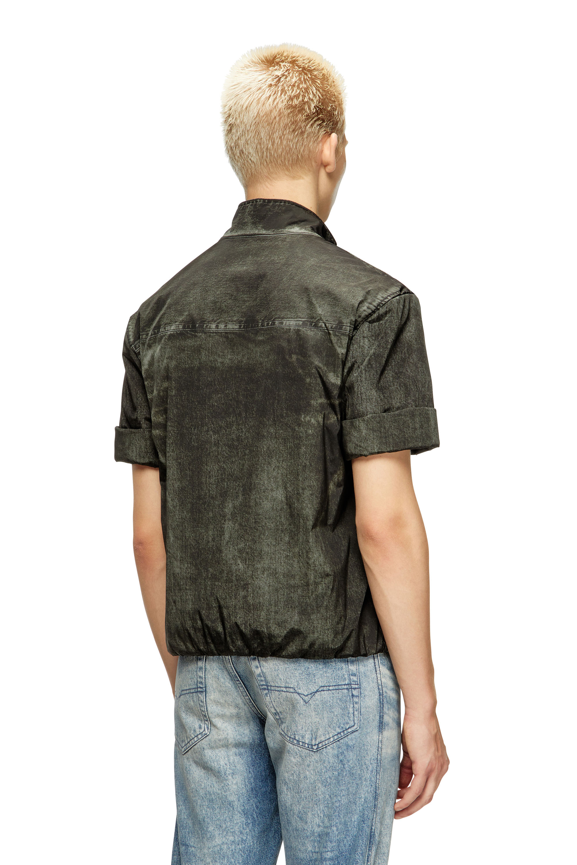 Diesel - J-VALOIS, Giacca a maniche corte con nylon effetto denim Uomo in Nero - 4