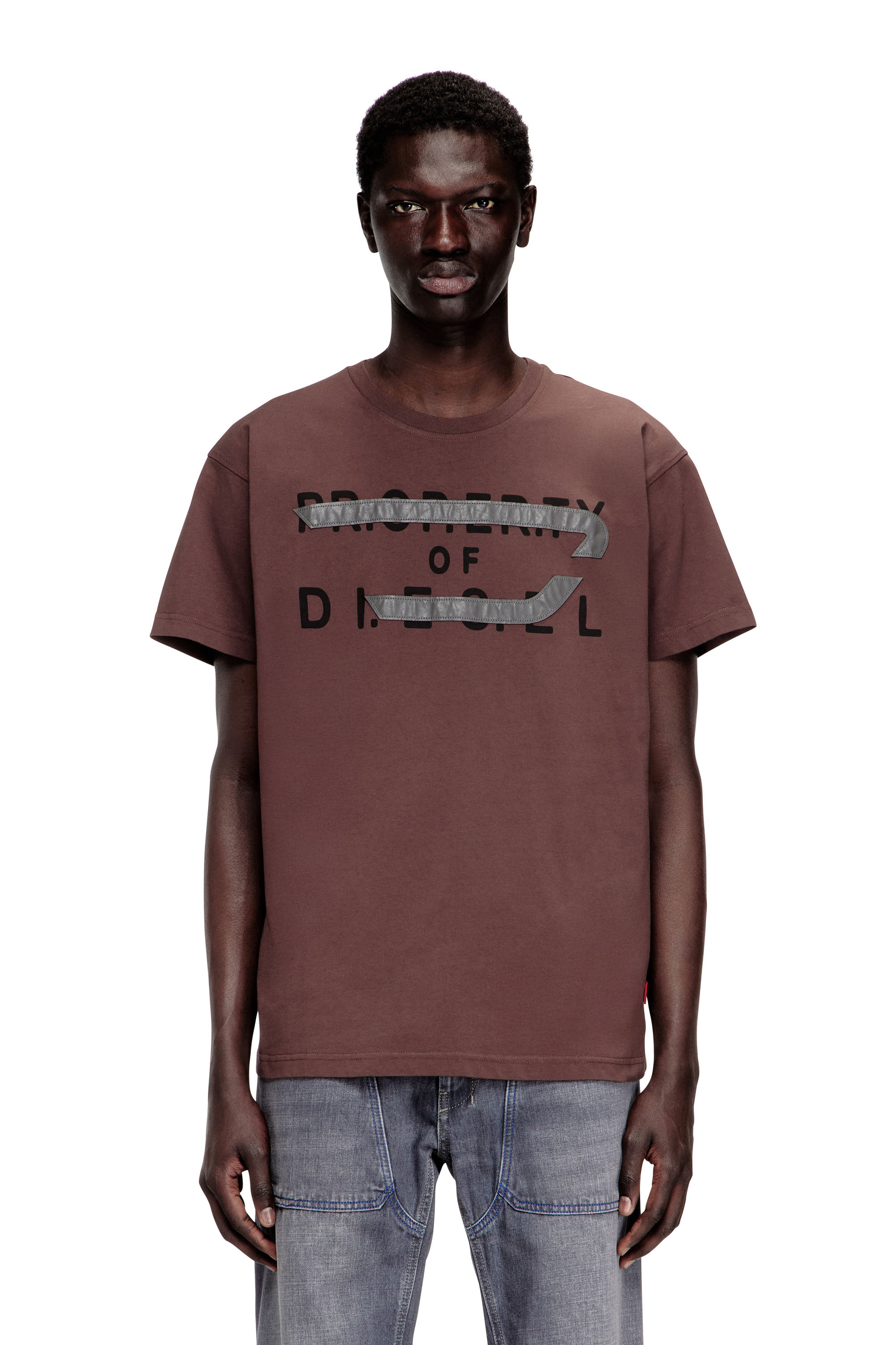 Diesel - T-NORM-V11, T-shirt regular con applicazione D Uomo in Marrone - 1