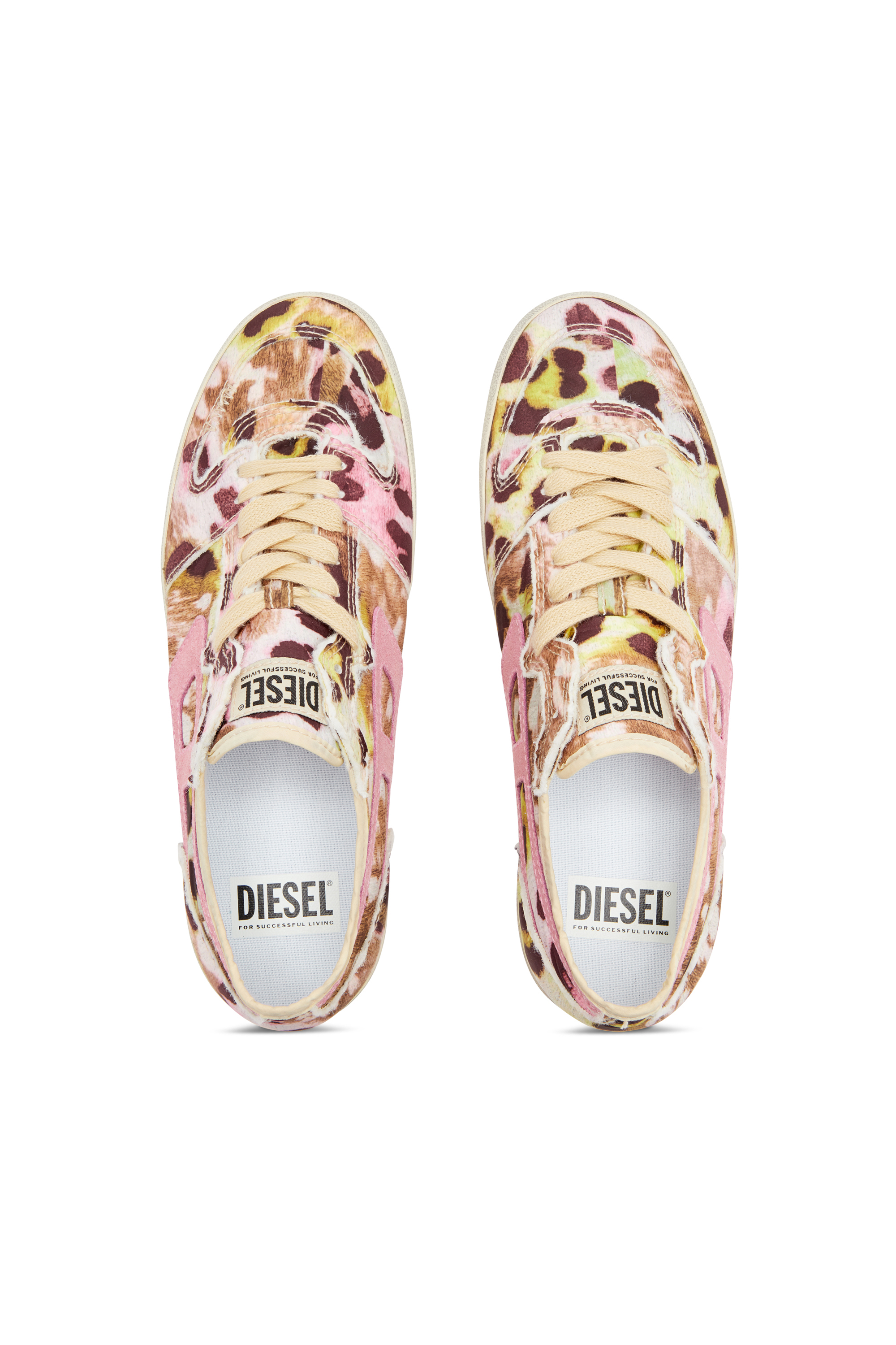 Diesel - S-LEROJI D-1 LOW W, Sneaker in nylon stampato distressed Donna in Multicolor - 5