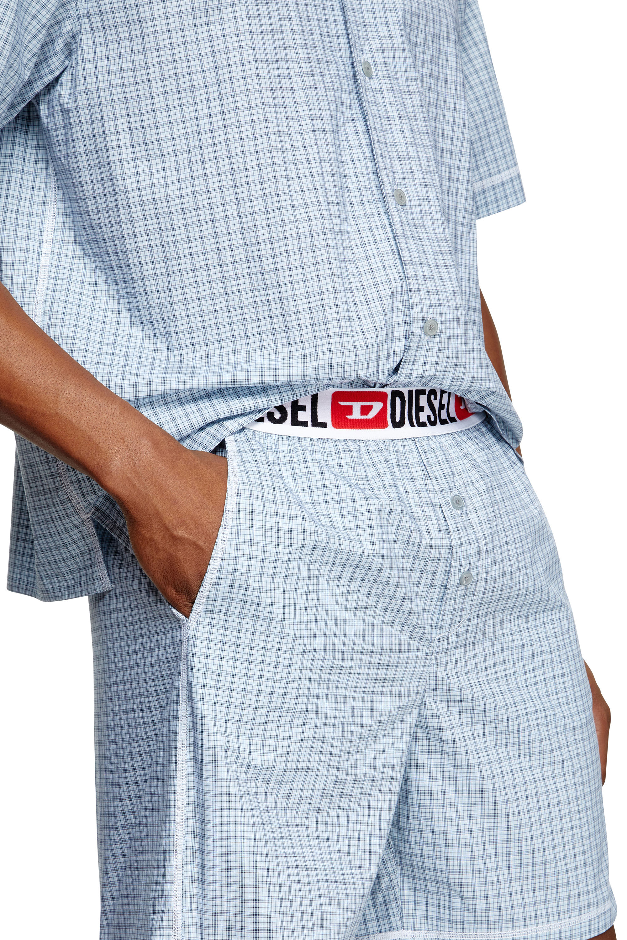 Diesel - SET-RAFAEL-D-CORE, Pigiama corto in cotone check Uomo in Blu - 3