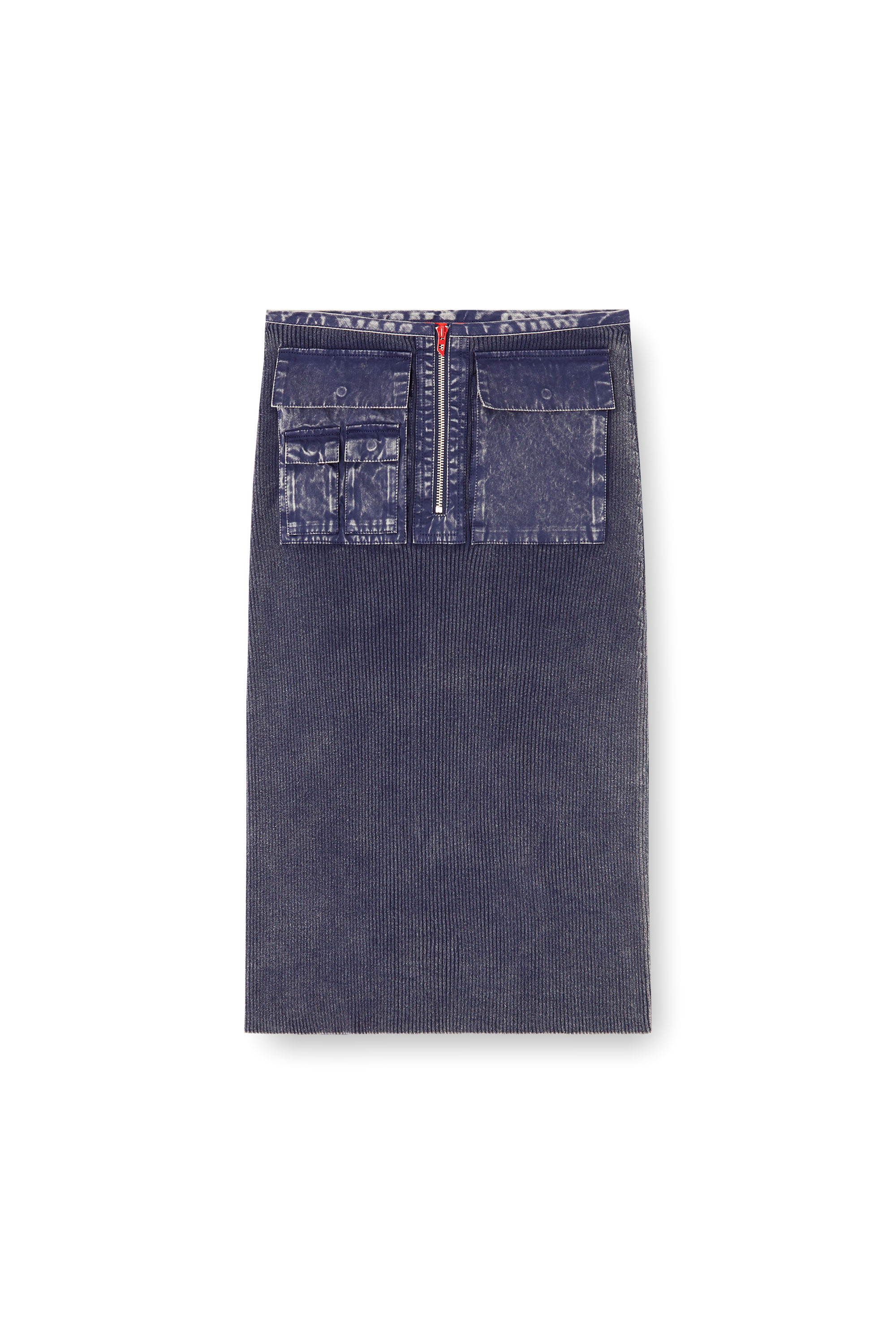 Diesel - M-MERYN, Gonna midi in maglia con tasche in denim Donna in Blu - 2