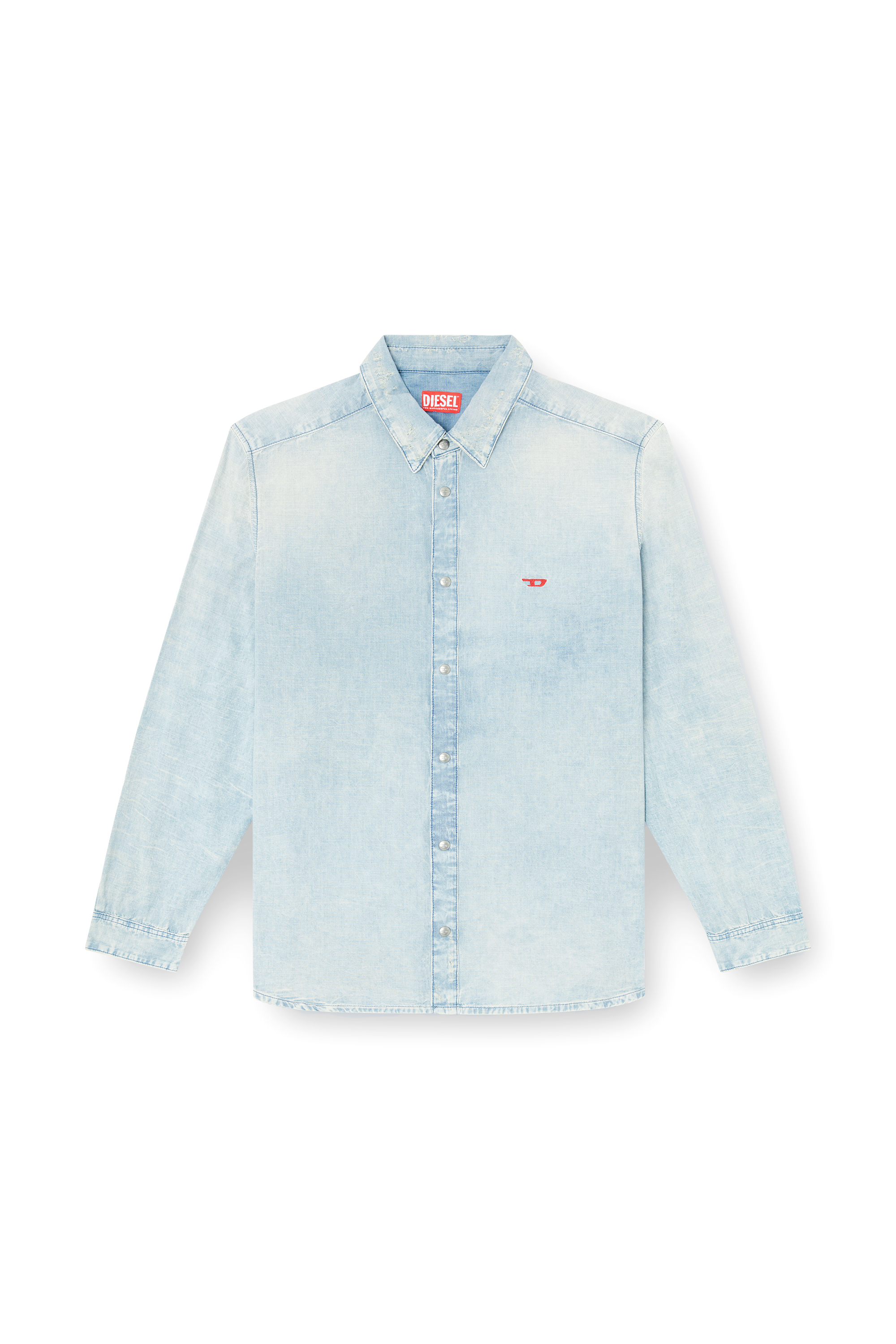 Diesel - D-SIMPLY, Camicia in denim effetto bleach Uomo in Blu - 2