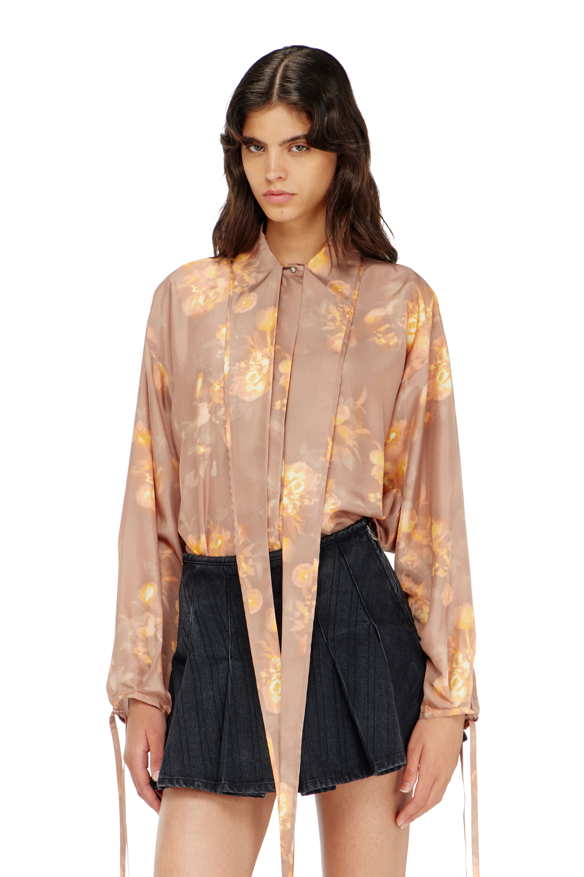 Diesel - C-ALLAS-T1, Camicia in seta habotai a stampa floreale Donna in ToBeDefined - 1