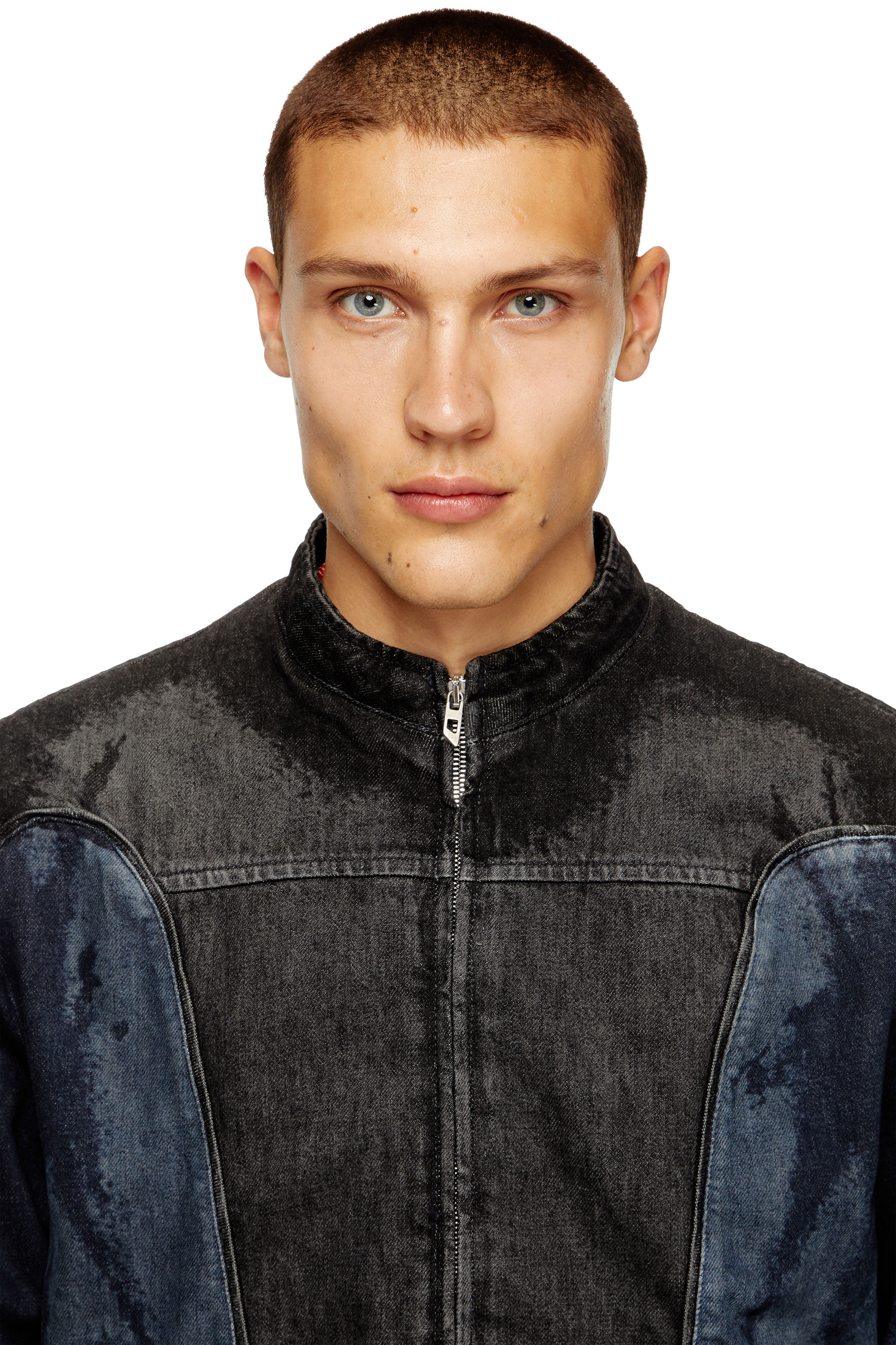 Diesel - D-BLENK-S, Giacca stile biker in denim bicolor Uomo in Multicolor - 5