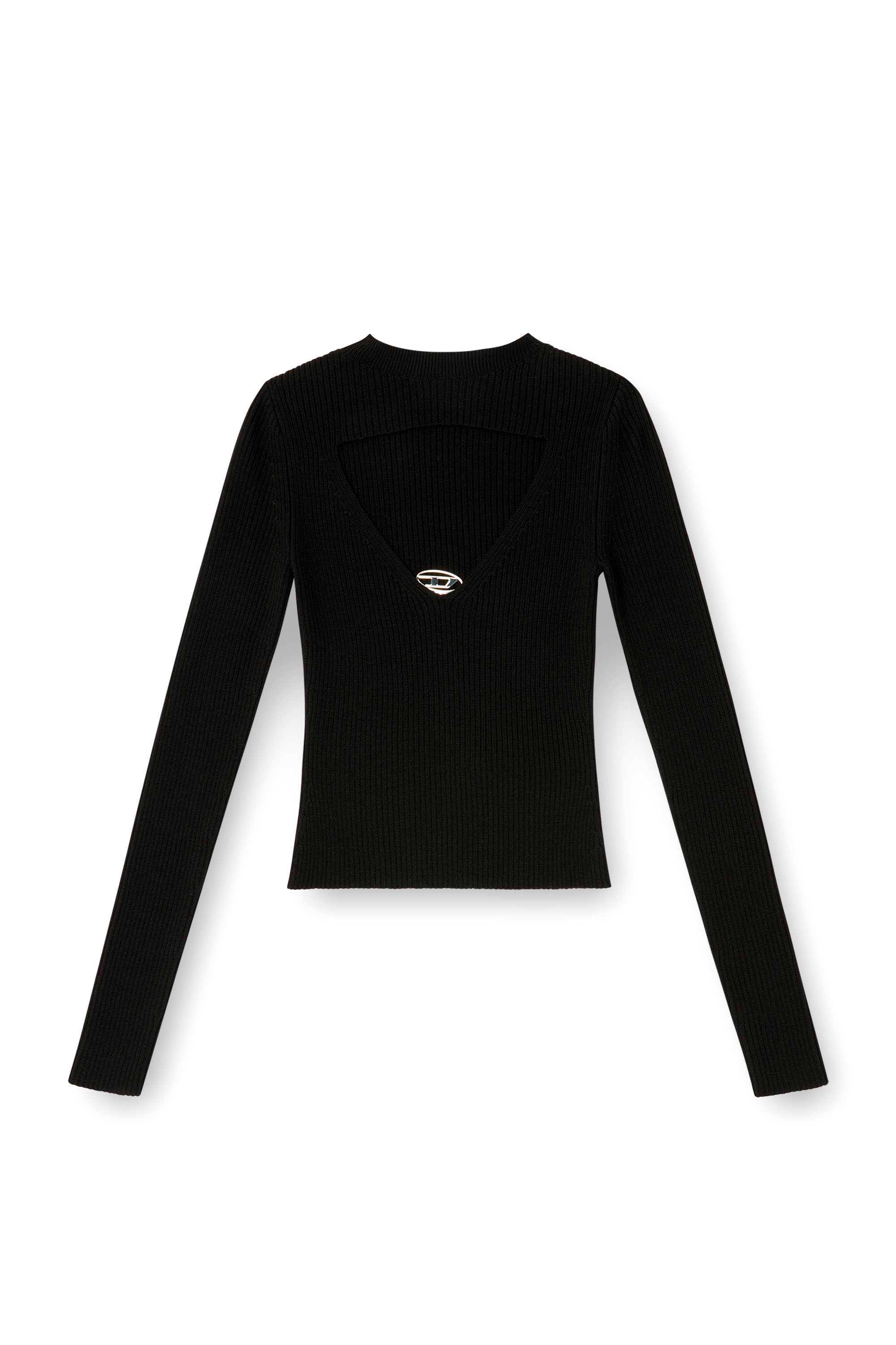 Diesel - M-OLINA, Maglia in lana a coste con cut-out Donna in Nero - 3