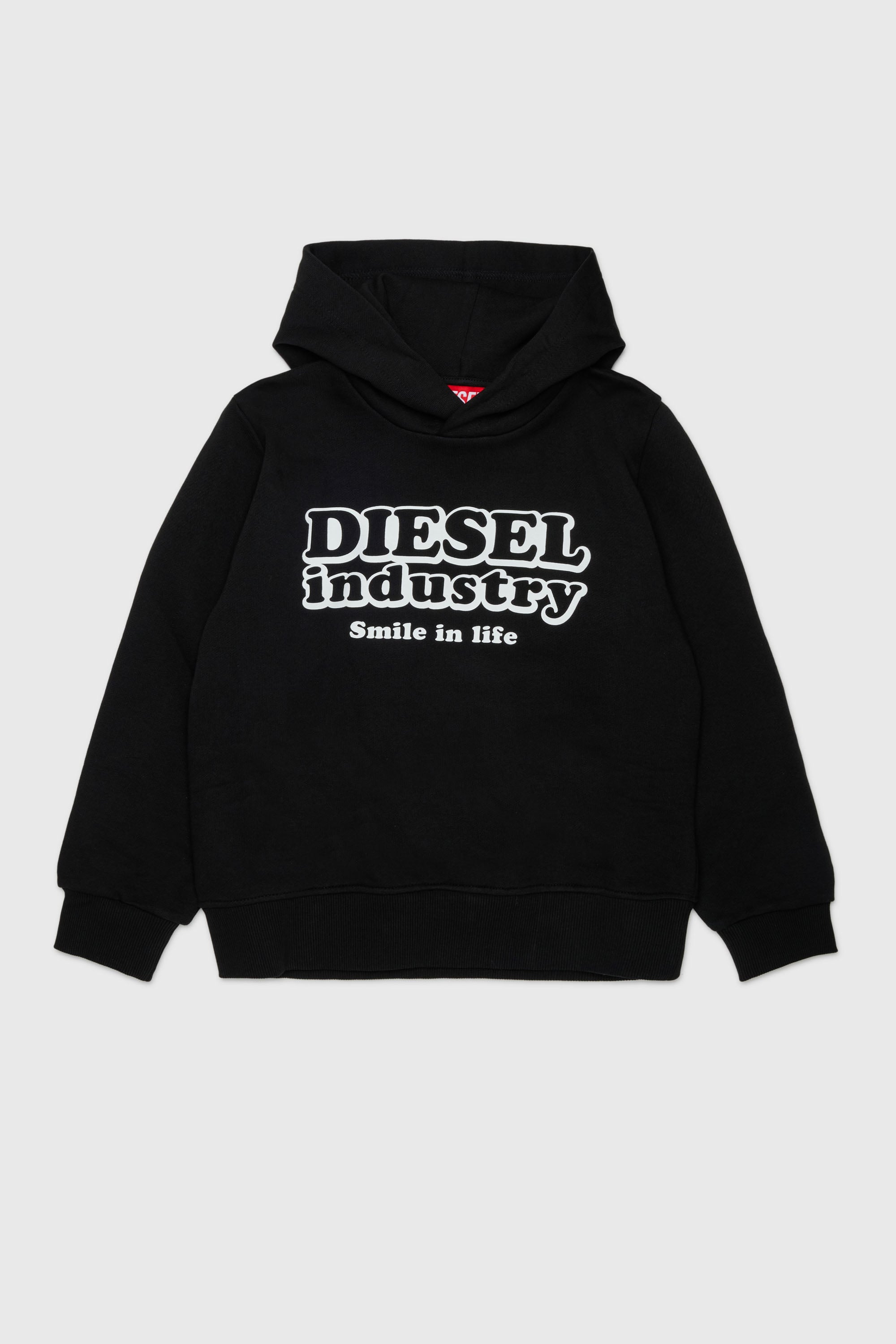 Diesel - SLODIMHOOD OVER, Felpa con cappuccio con stampa Diesel Industry Uomo in Nero - 1