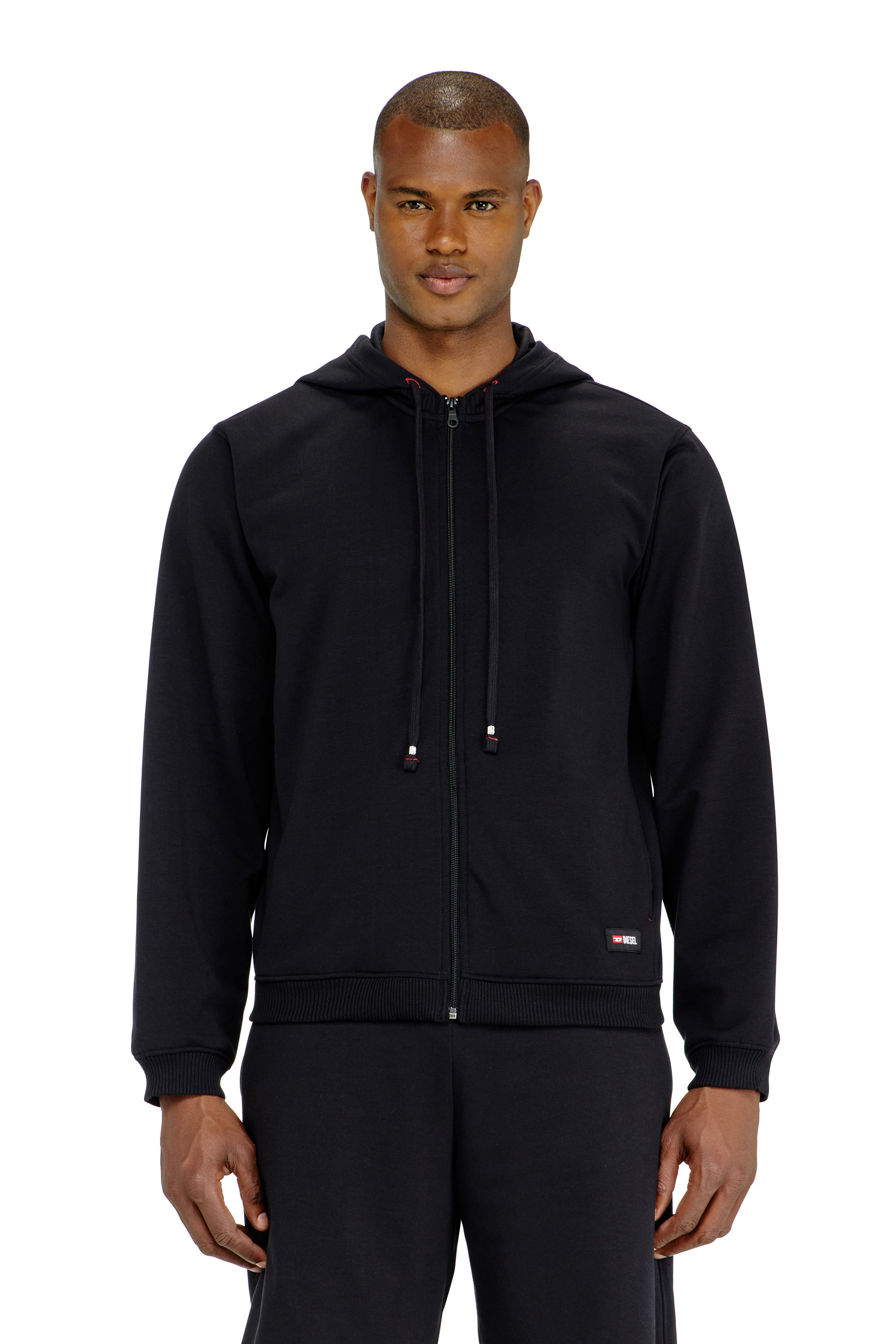 Diesel - JOY-D-CORE, Felpa con cappuccio in misto cotone smerigliato Uomo in Nero - 1