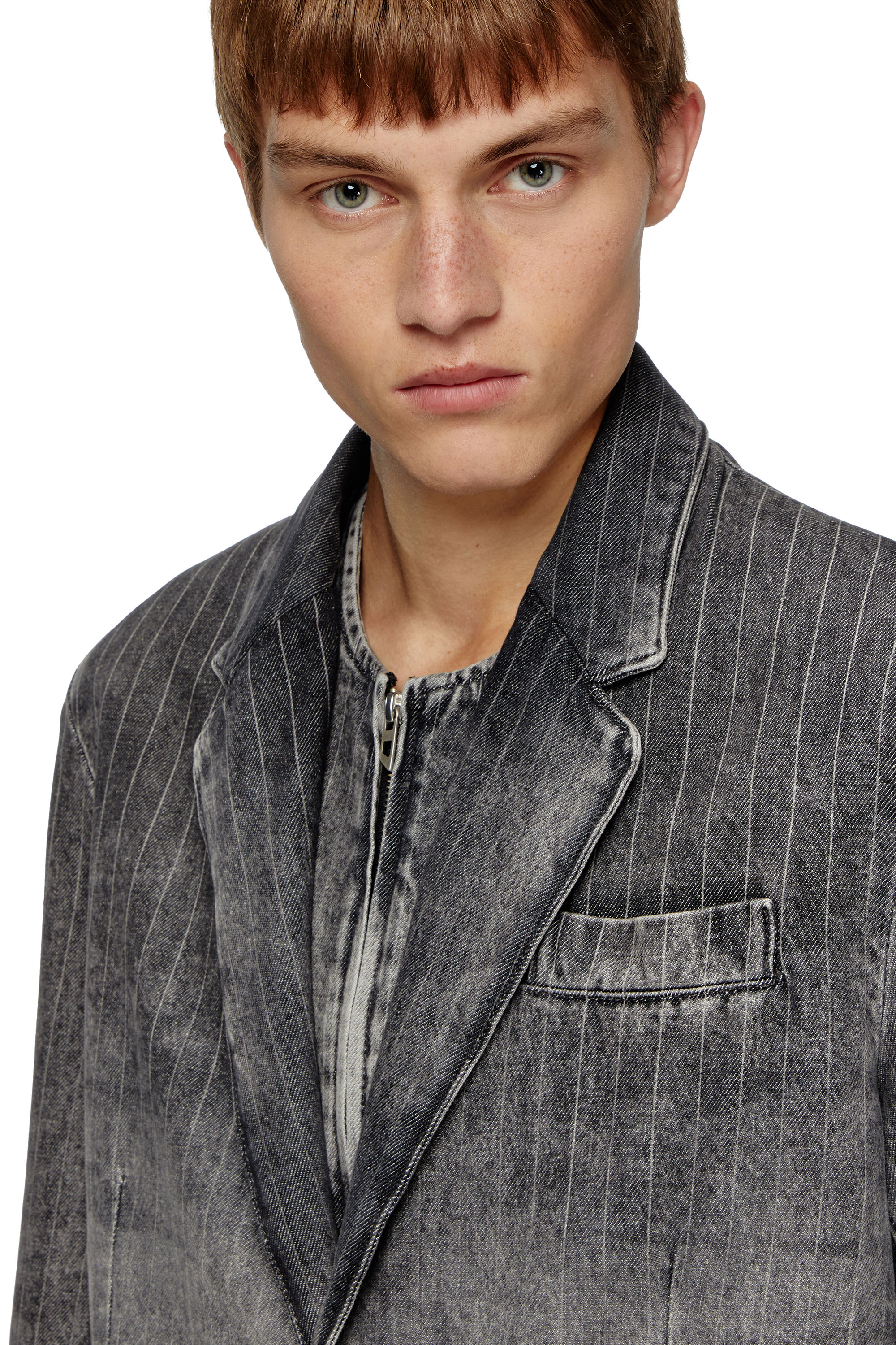 Diesel - D-REGER-S, Blazer in denim pinstripe Unisex in Nero - 5