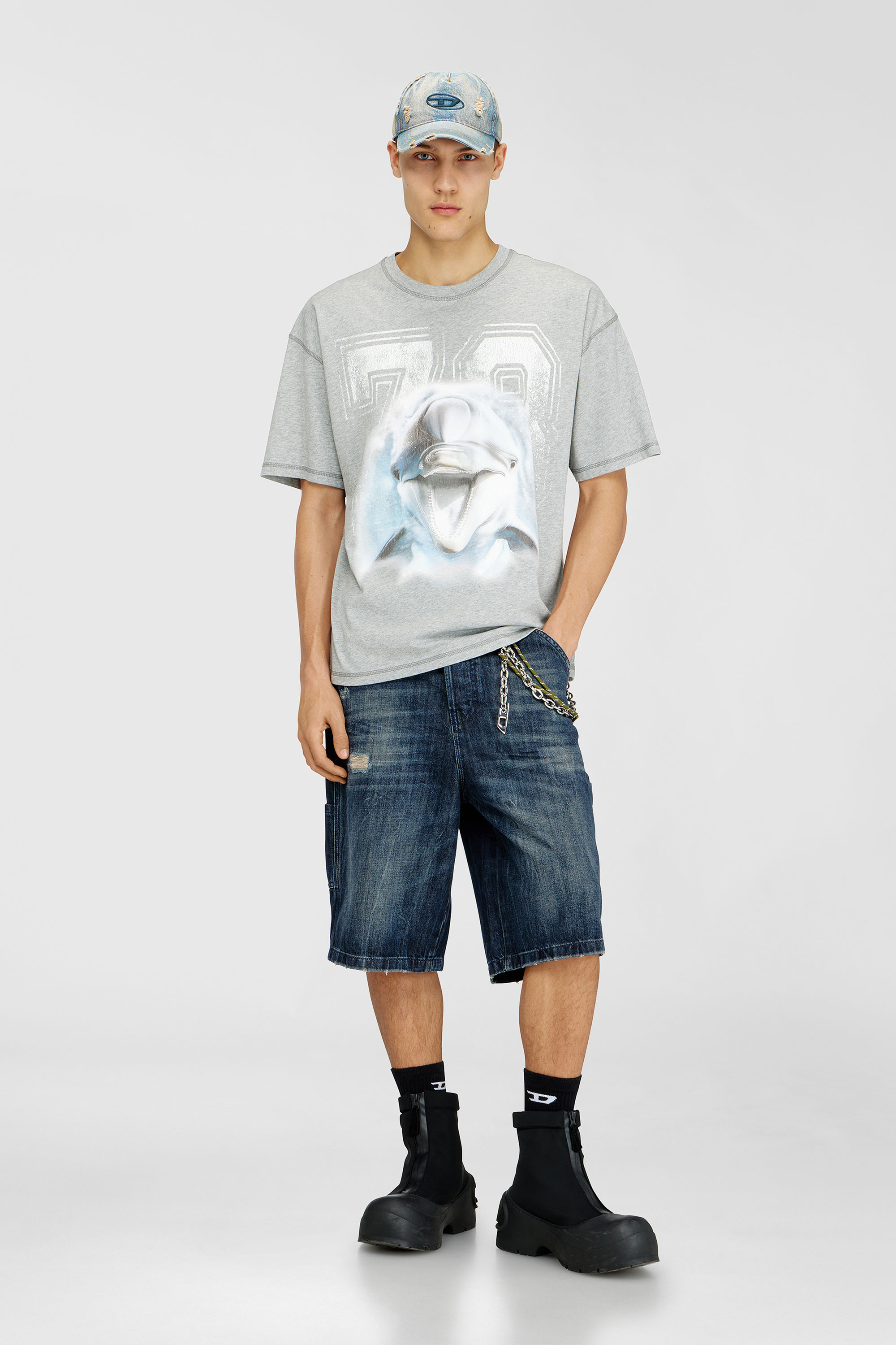 Diesel - C-ENIC, Cappellino in denim con dettagli sfrangiati e logo ricamato Uomo in Blu - 4