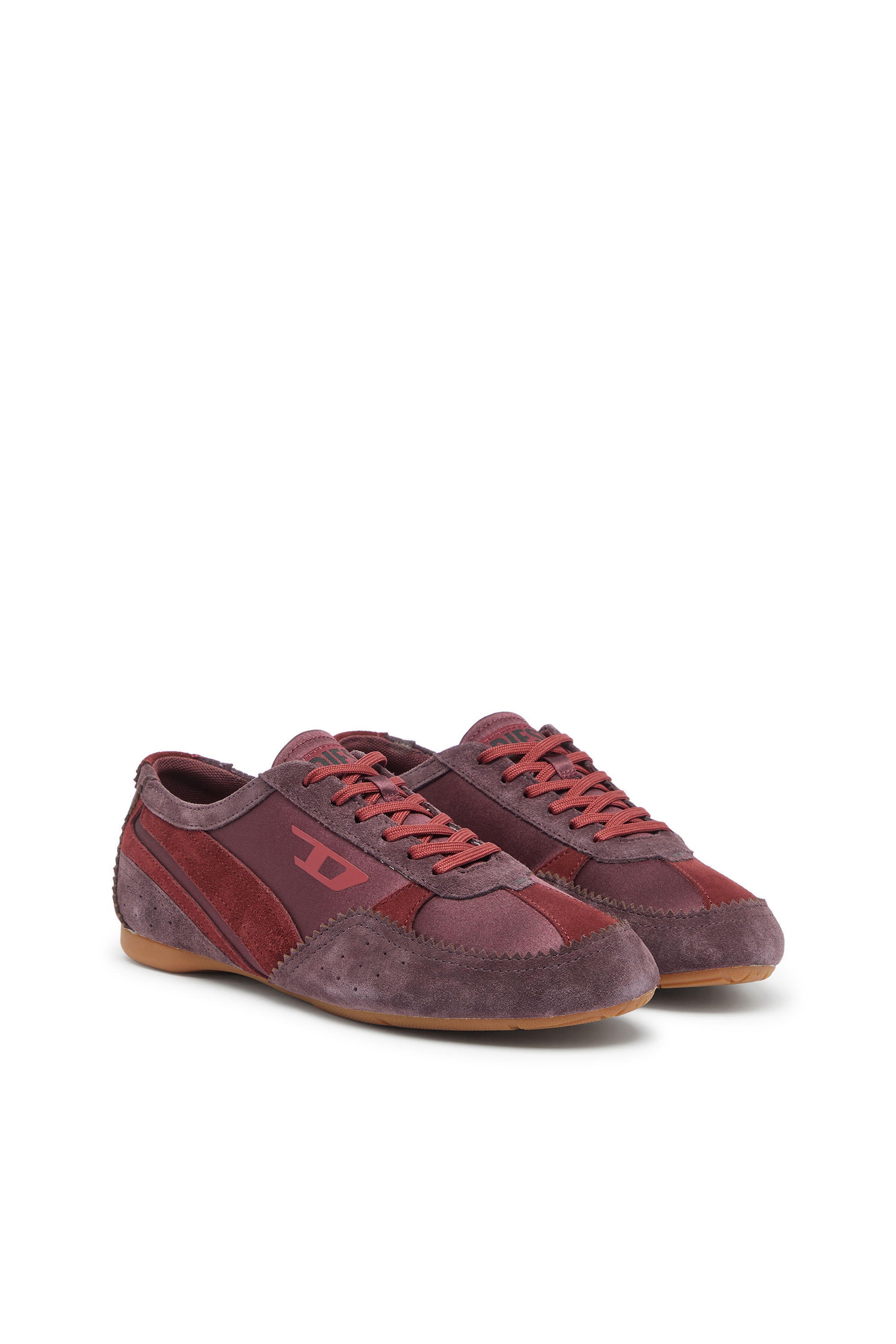 Diesel - D-MILE LOW II W, D-Mile - Sneaker flat con inserti in suede Donna in Rosso - 2
