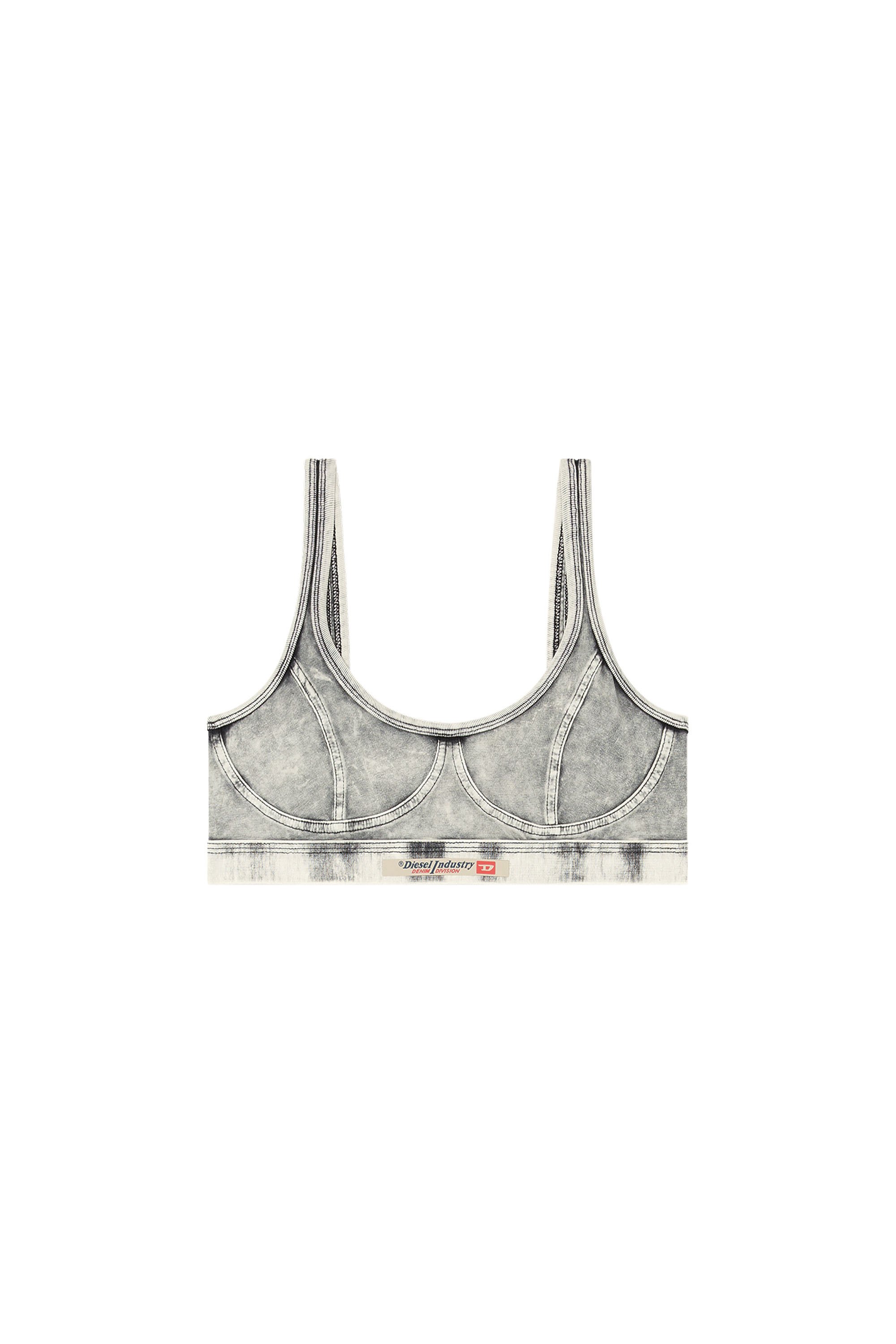 Diesel - KASSIE-DNM, Reggiseno in jersey effetto denim Donna in Grigio - 4