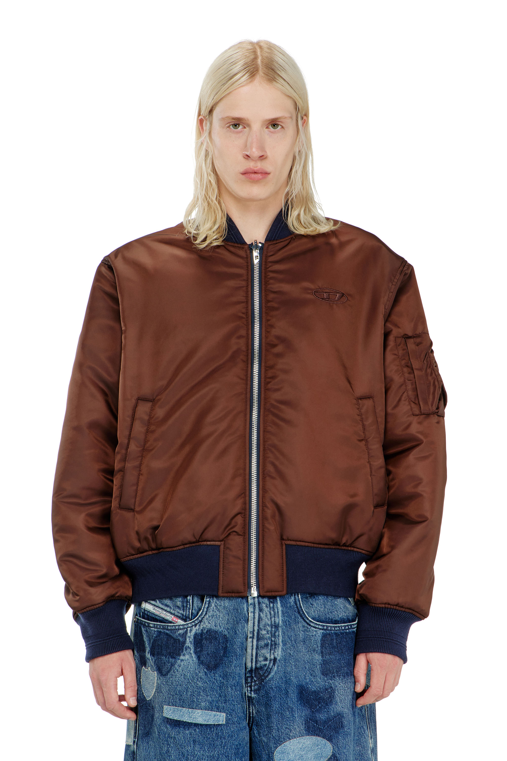 Diesel - W-TYPE-D1, Giacca bomber imbottita con ricamo Oval D Uomo in Blu - 7