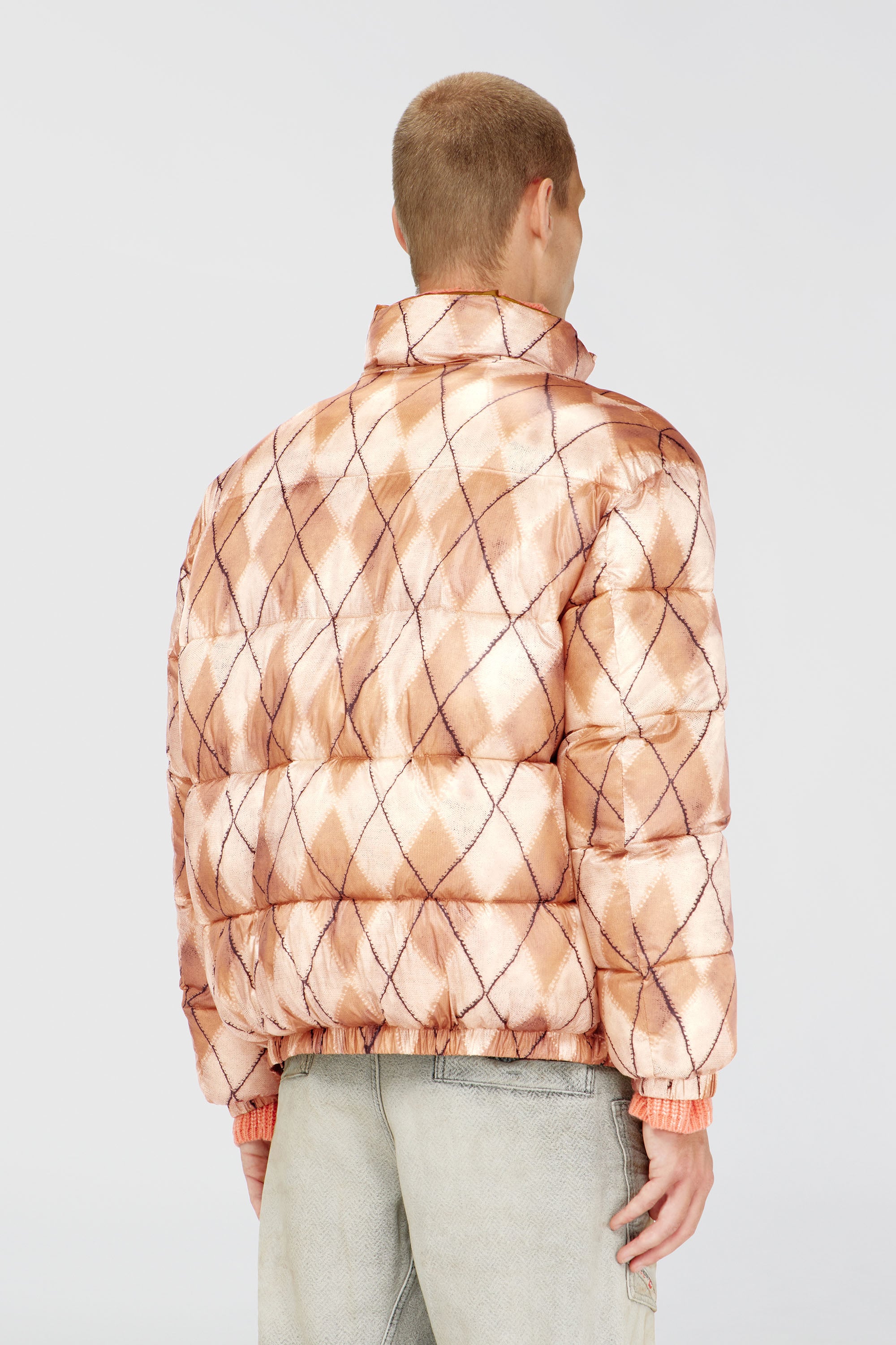 Diesel - W-BOURB-DLCK, Giacca puffer reversibile con stampa argyle Uomo in Multicolor - 4
