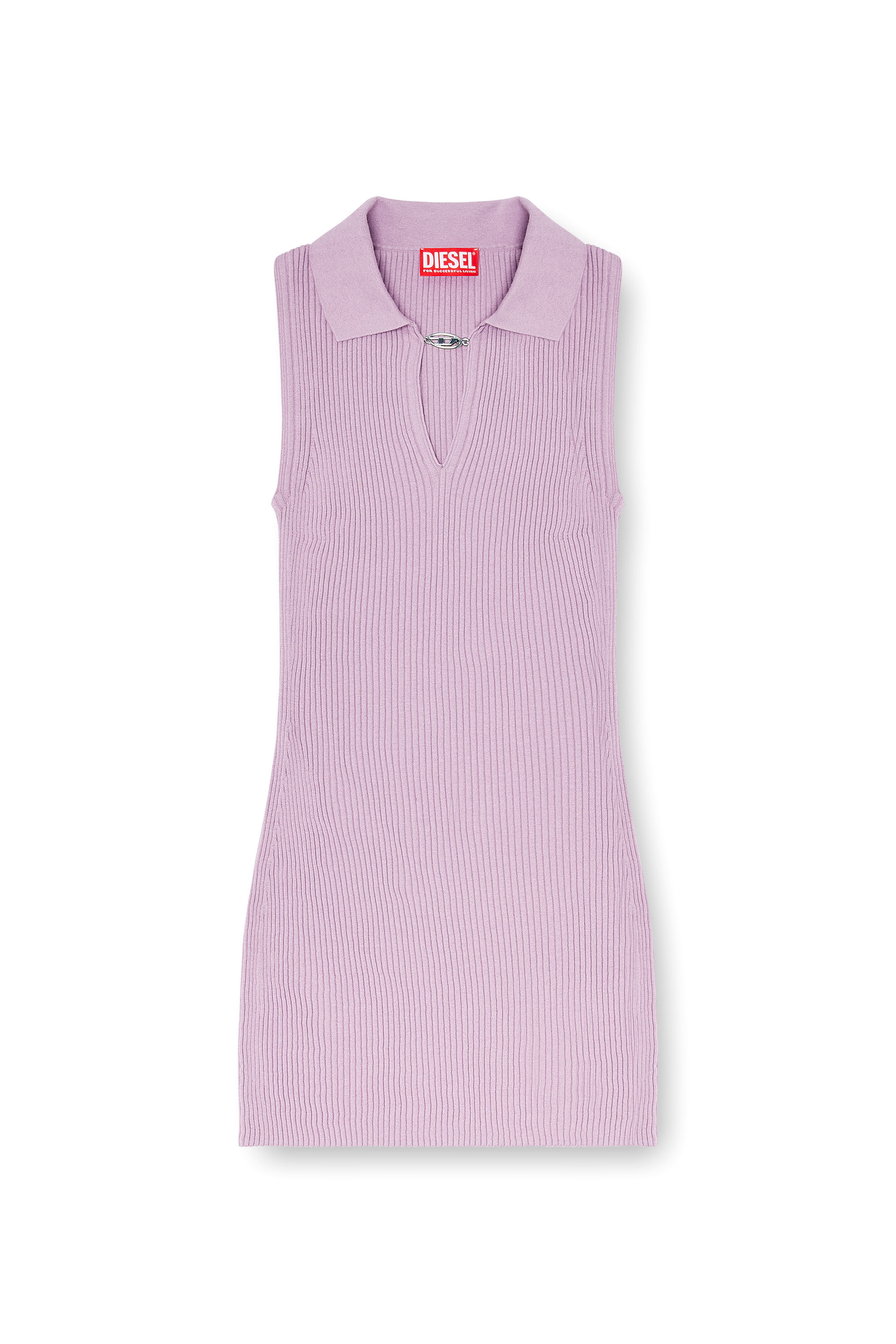 Diesel - M-LILMA, Abito polo corto in maglia a costine misto seta Donna in ToBeDefined - 2