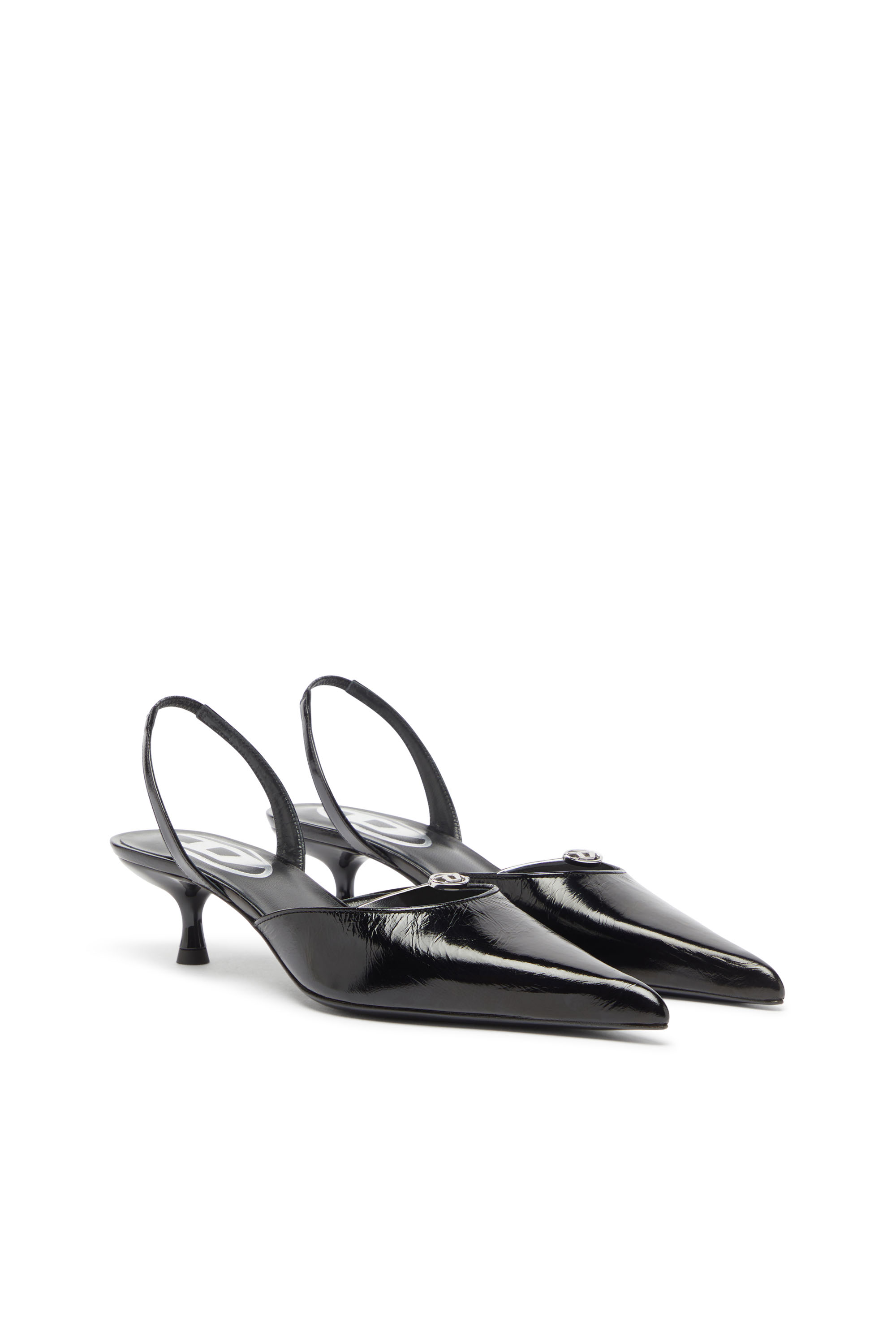 Diesel - D-JEWELS 40 D'OR, D-Ten&Half - Slingback in pelle con gioiello Oval D Donna in Nero - 2