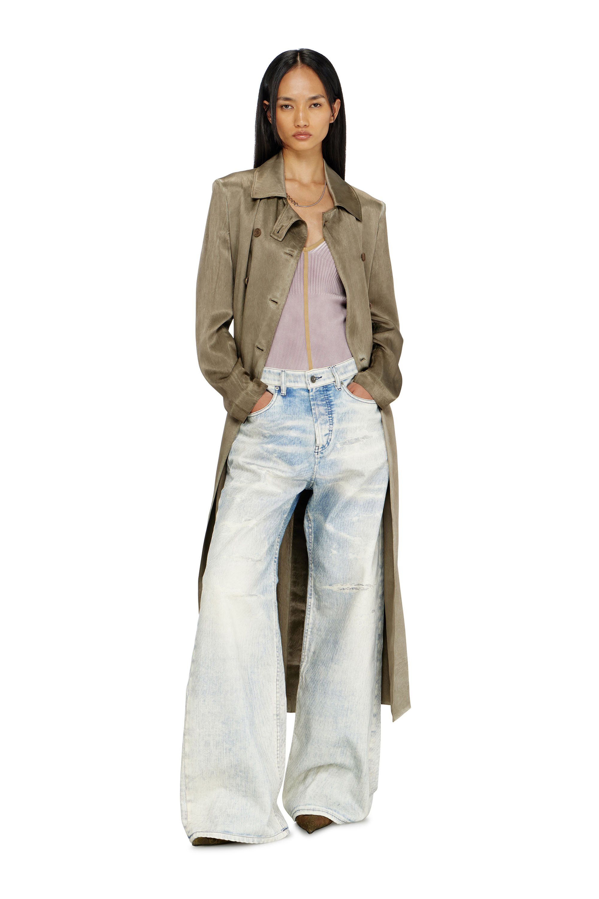Diesel - G-LADES, Trench coat in raso effetto stropicciato Donna in ToBeDefined - 1