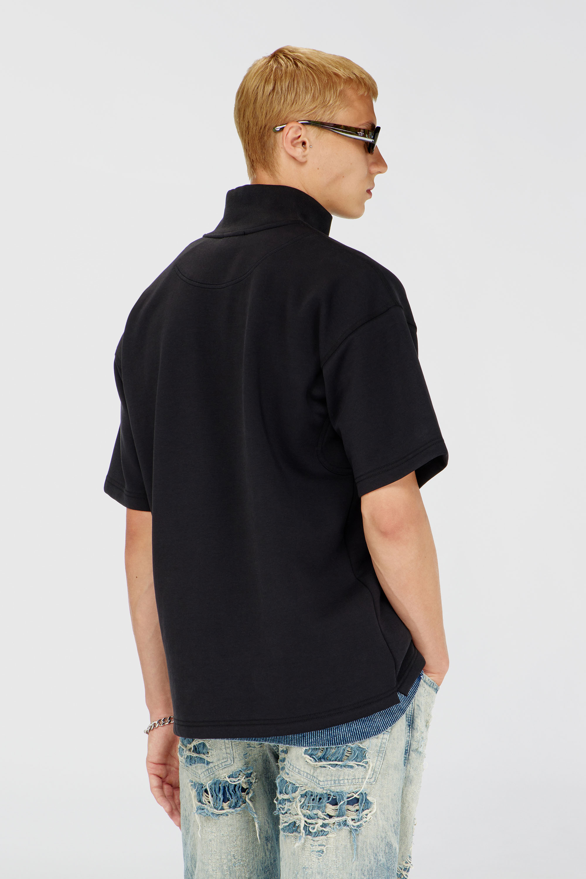Diesel - S-CUBY, Felpa a manica corta con zip in scuba leggero Uomo in Nero - 4