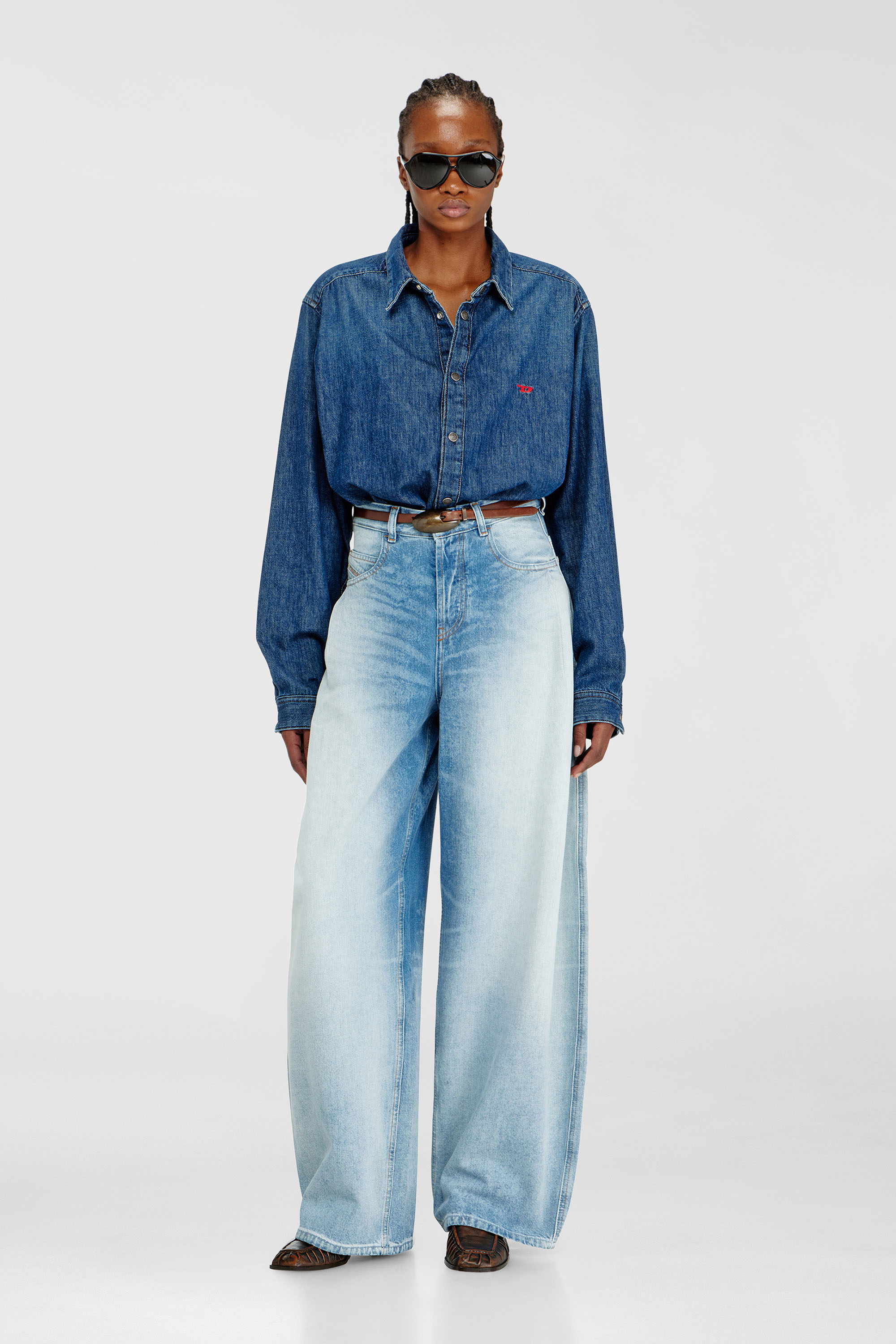 Diesel - Woman's Relaxed Jeans 1987 D-Khelz 007EE, Light Blue - 1